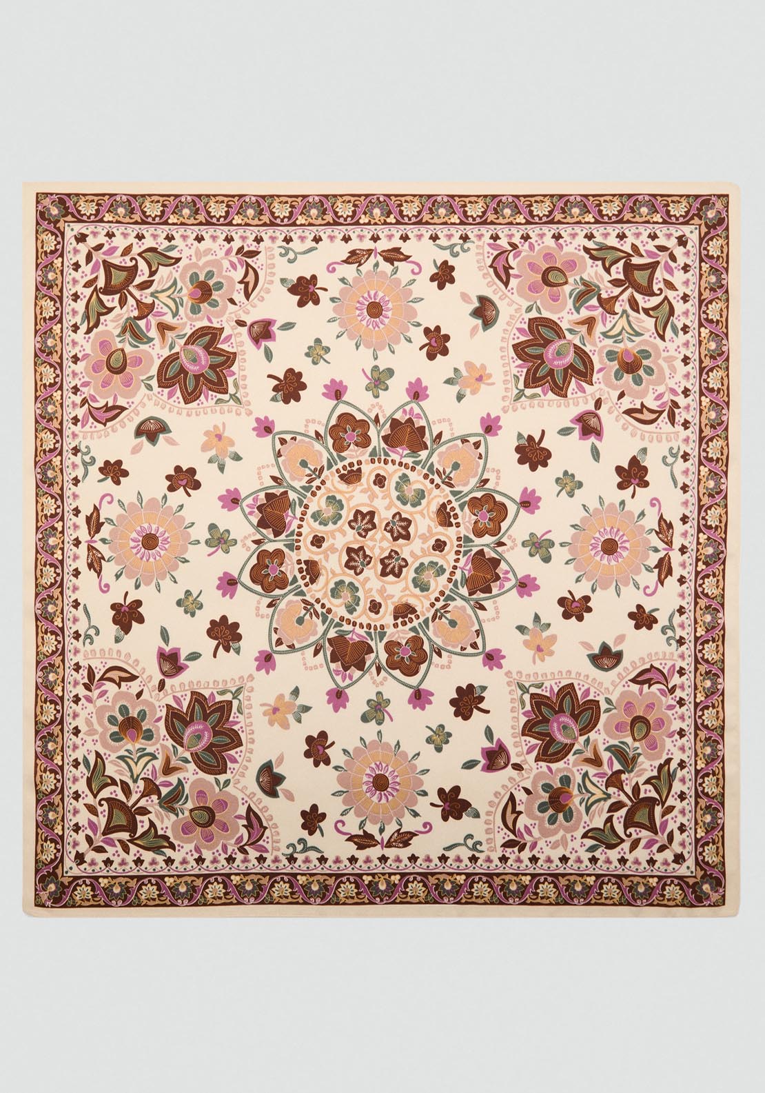 Mango Scarf With Abstract Floral Print - Light Beige 3 Shaws Department Stores