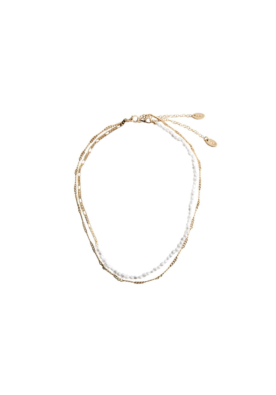 Mango Double pearl chain necklace - Gold 5 Shaws Department Stores
