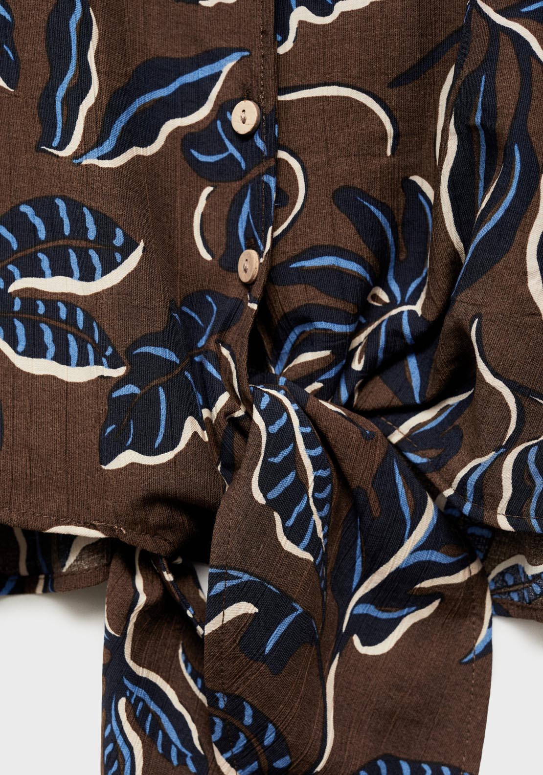 Mango Printed Crop Shirt With Knot Detail - Brown 6 Shaws Department Stores