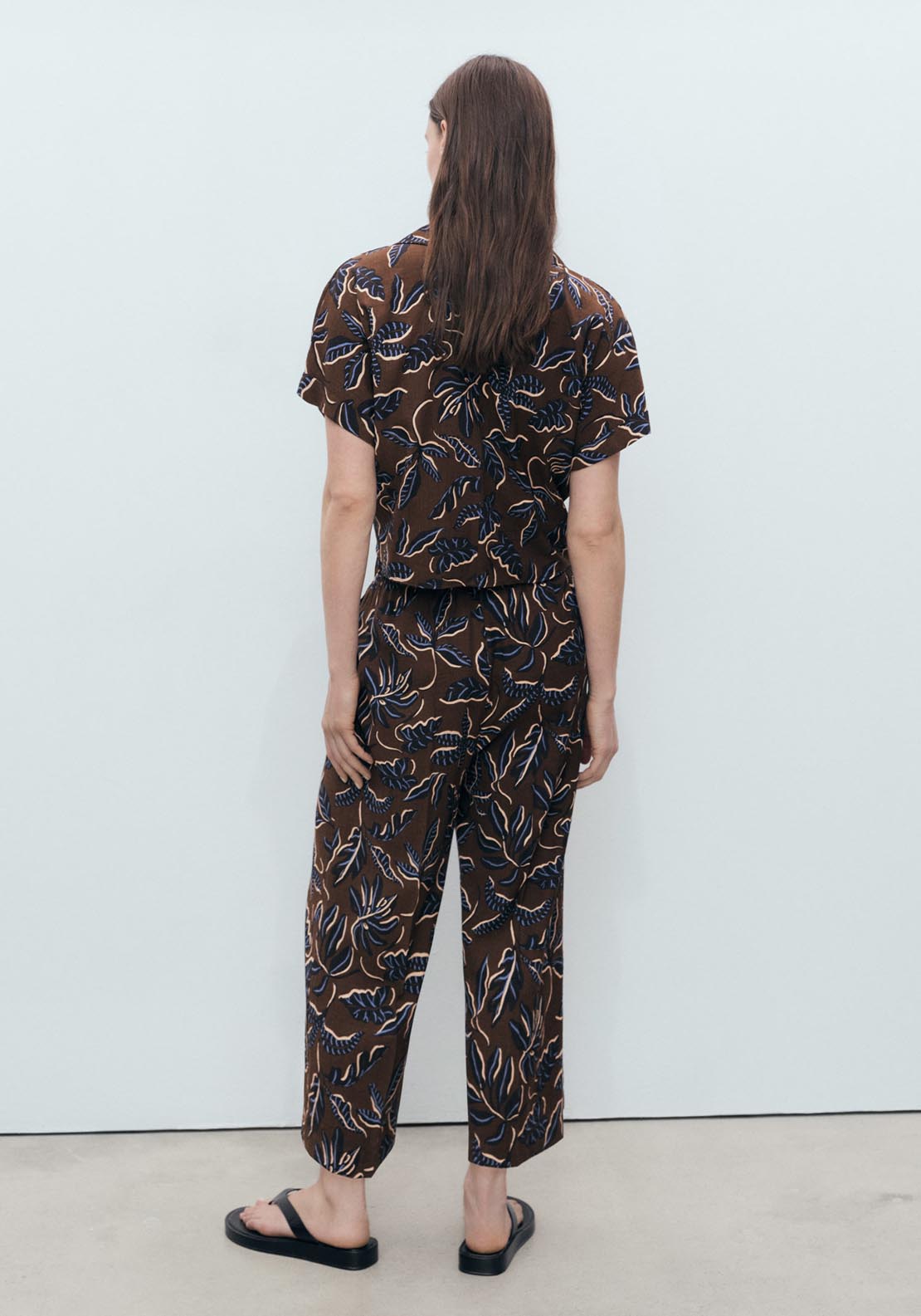 Mango Printed Crop Shirt With Knot Detail - Brown 2 Shaws Department Stores