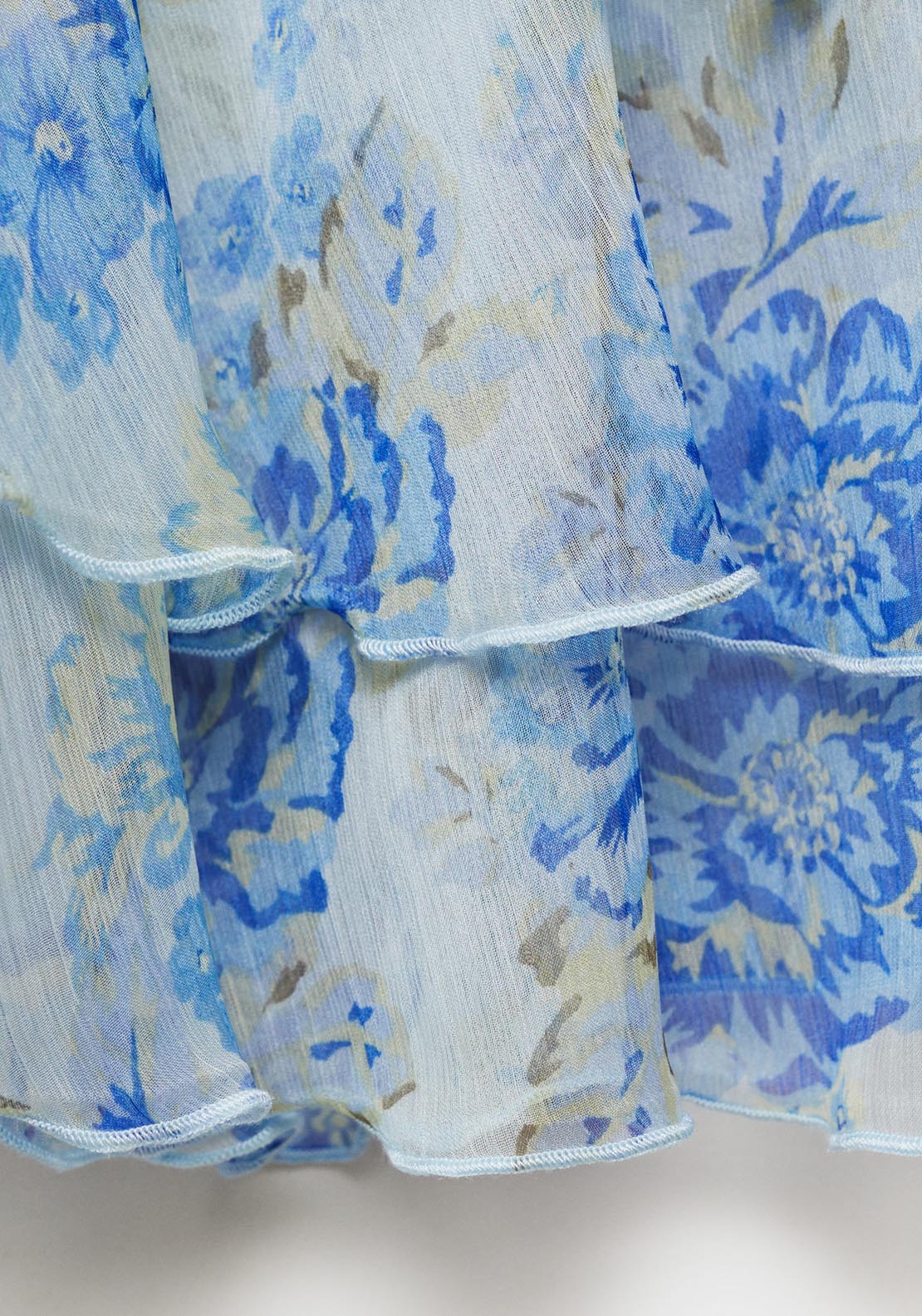 Mango Floral Ruffled Blouse - Light/pastel Blue 7 Shaws Department Stores