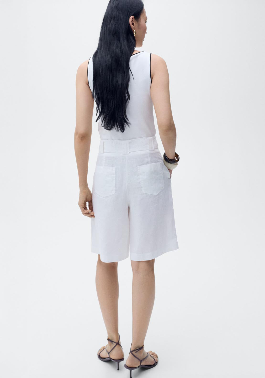 Mango Sleeveles Top With Contrasting Trim - White 2 Shaws Department Stores