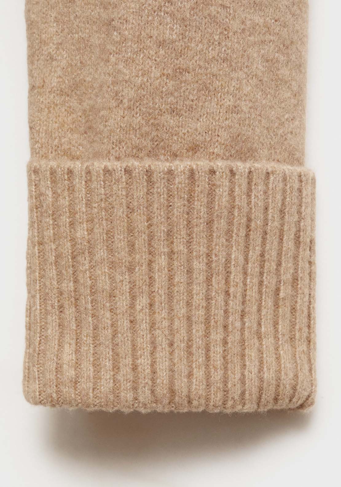 Mango Knitted dress with ribbed finishes - Medium Brown 7 Shaws Department Stores