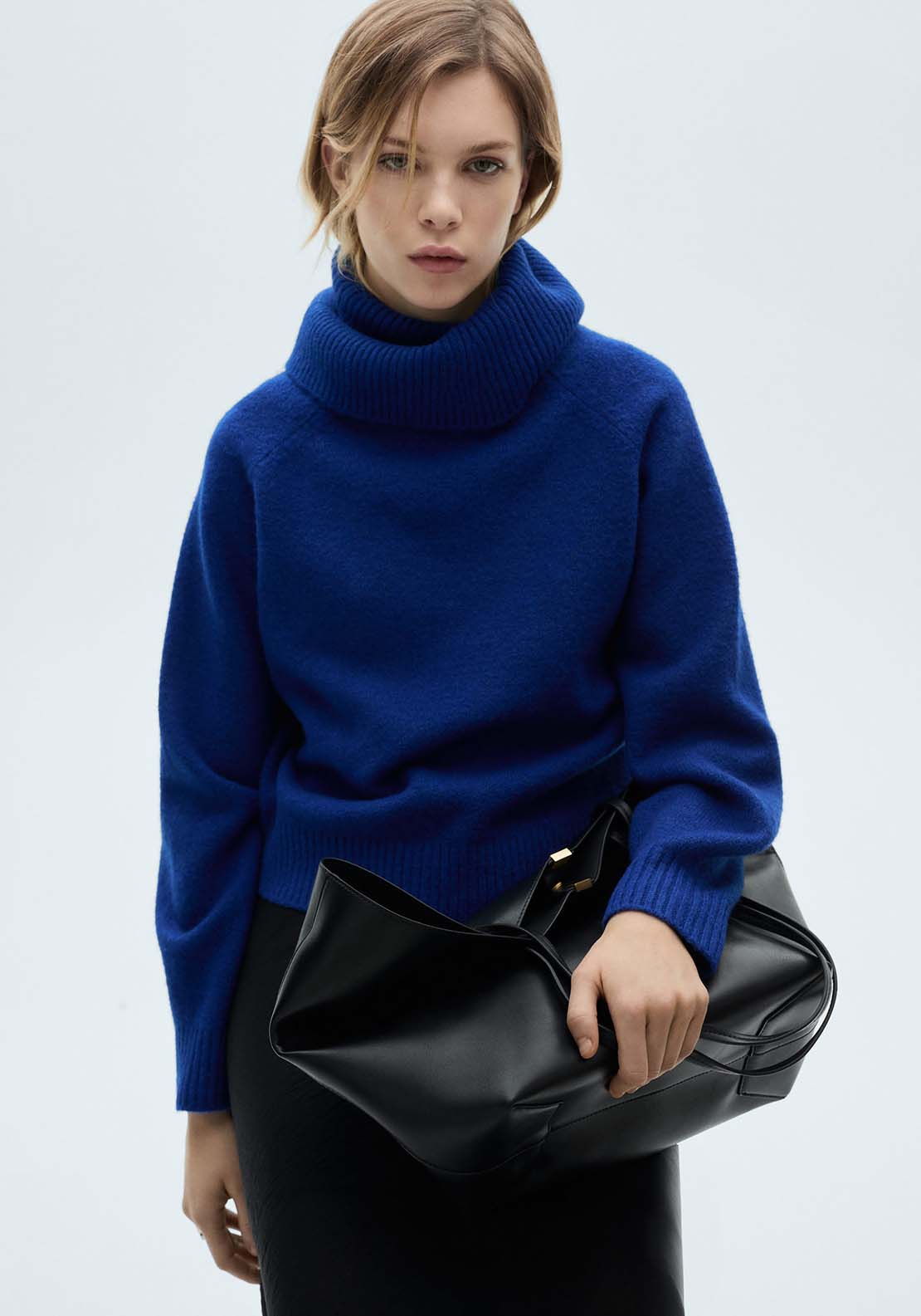 Mango Turtleneck knitted sweater - Bright Blue 1 Shaws Department Stores