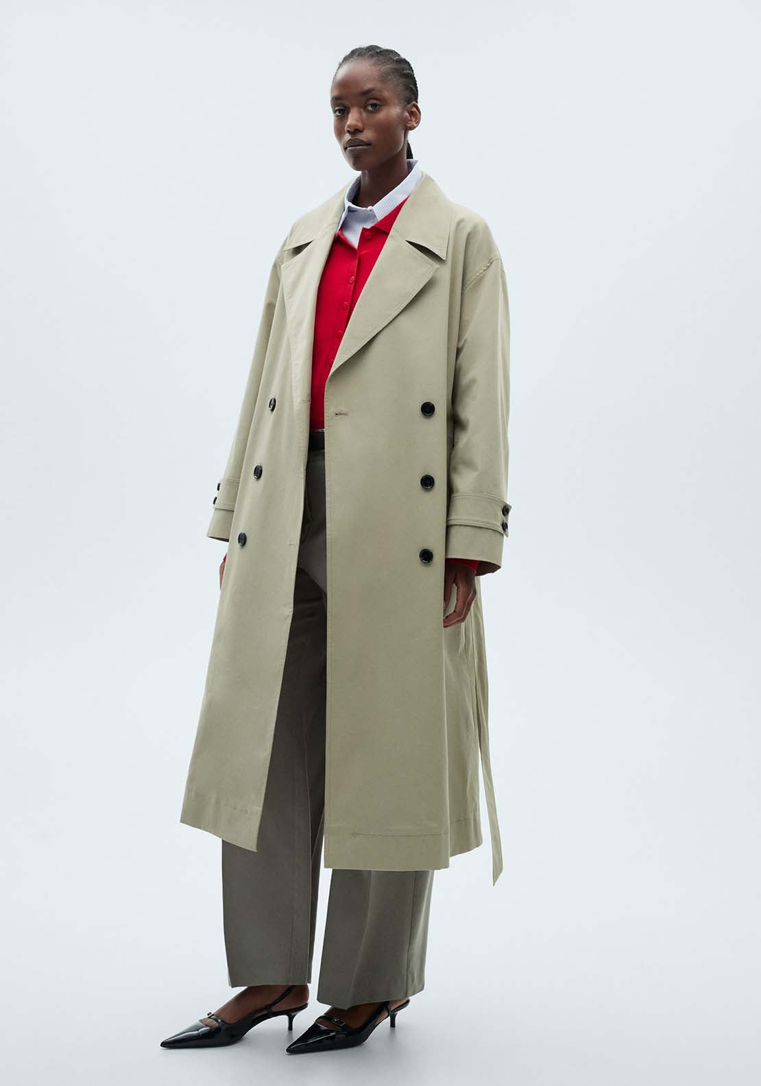 Mango Double-button trench coat - Beige/khaki 7 Shaws Department Stores