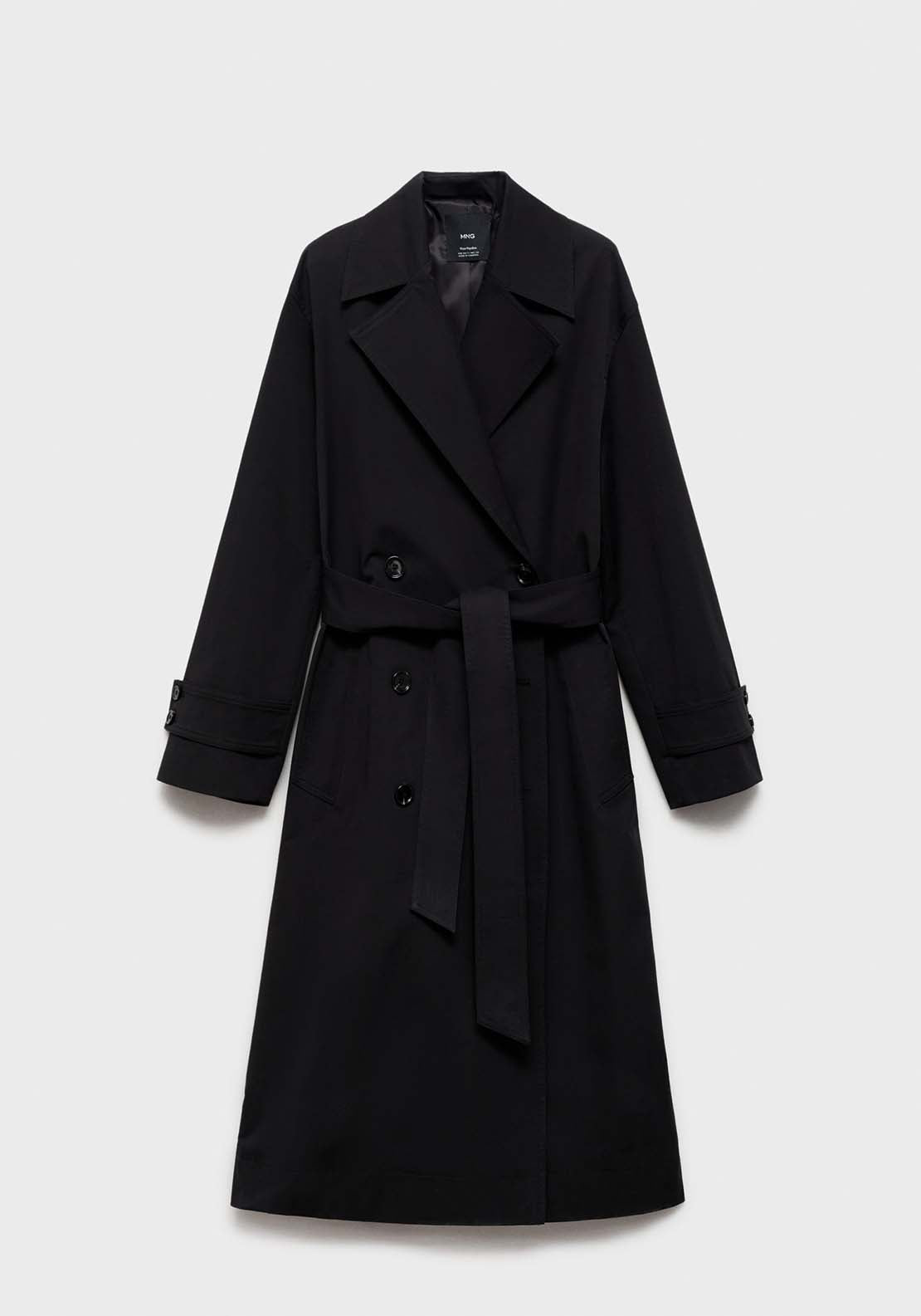 Mango Trenchcoat Angela - Black 10 Shaws Department Stores
