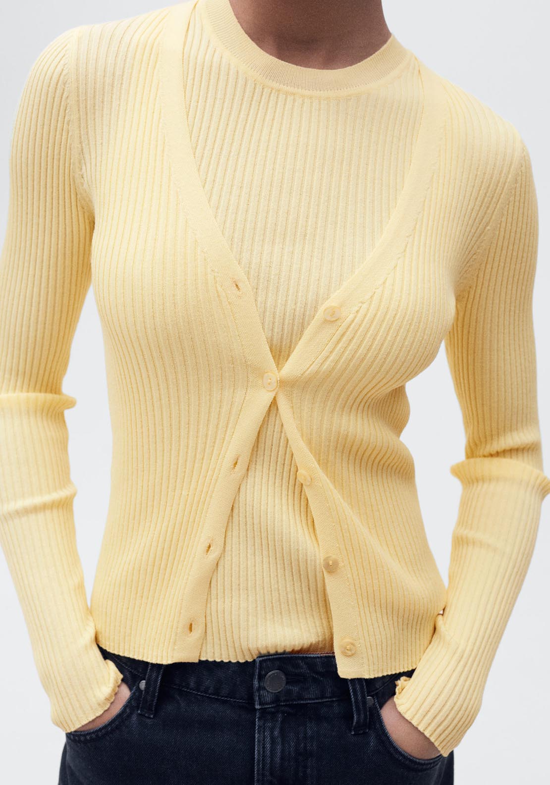 Mango Ribbed Knit Top - Light/pastel Yellow 4 Shaws Department Stores