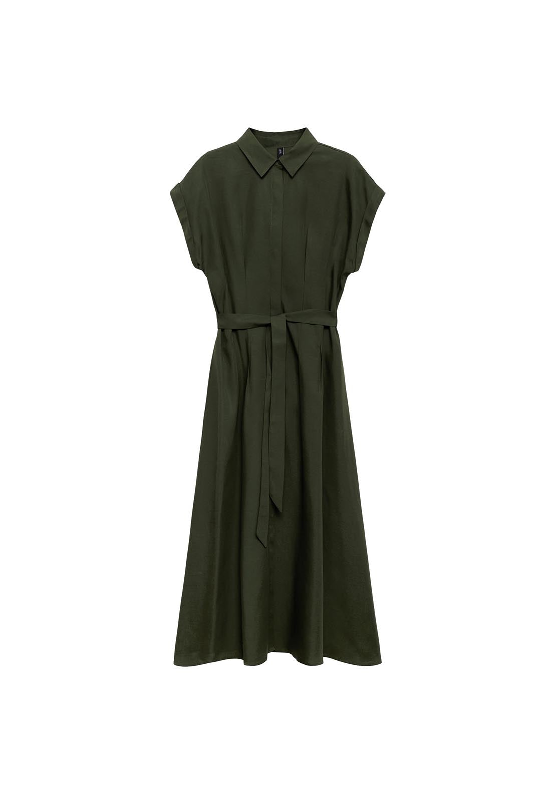 Mango Linen and lyocell blend belted shirt dress - Beige/khaki 8 Shaws Department Stores