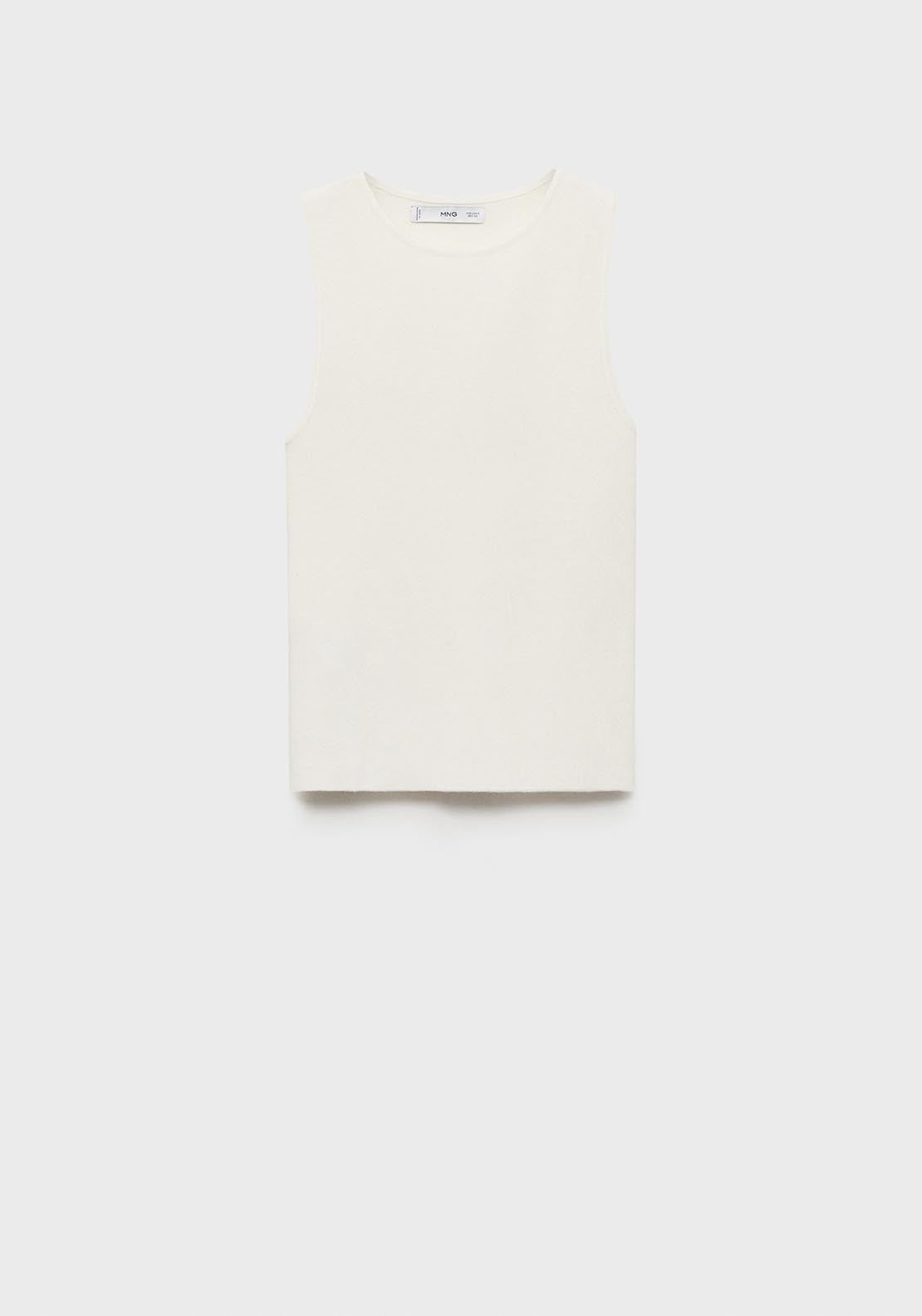 Mango Sleeveless fitted knit top - Light Beige 8 Shaws Department Stores