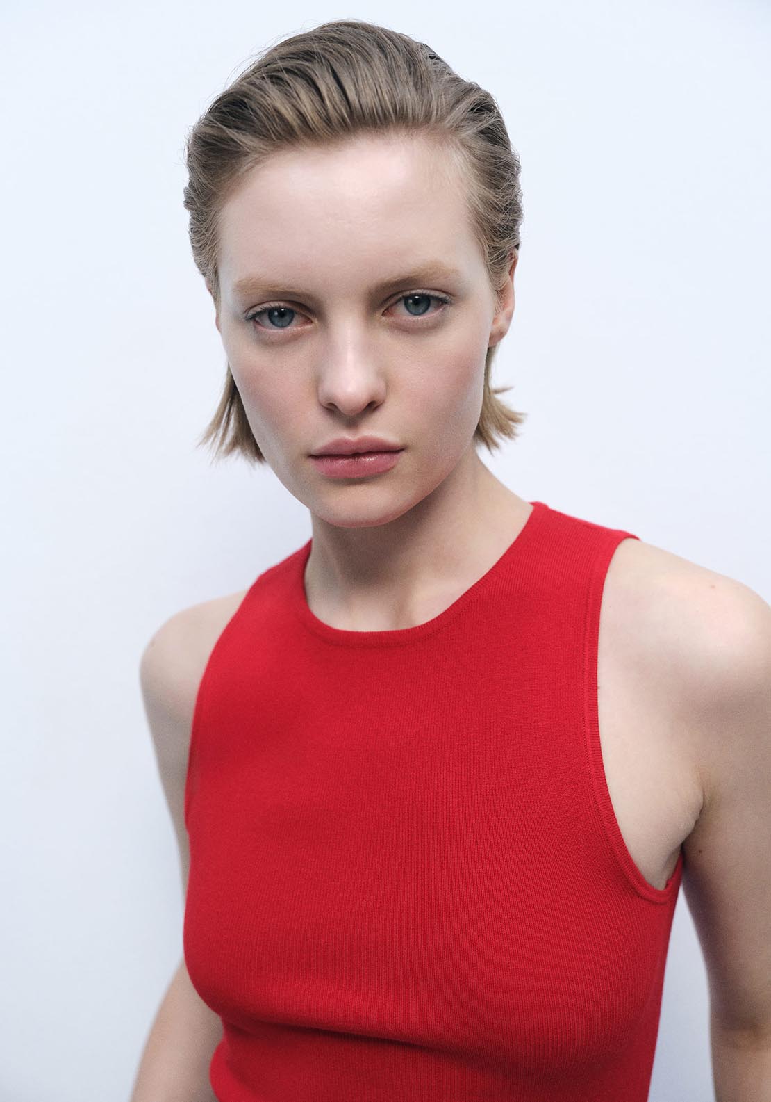 Mango Sleeveless fitted knit top - Red 3 Shaws Department Stores