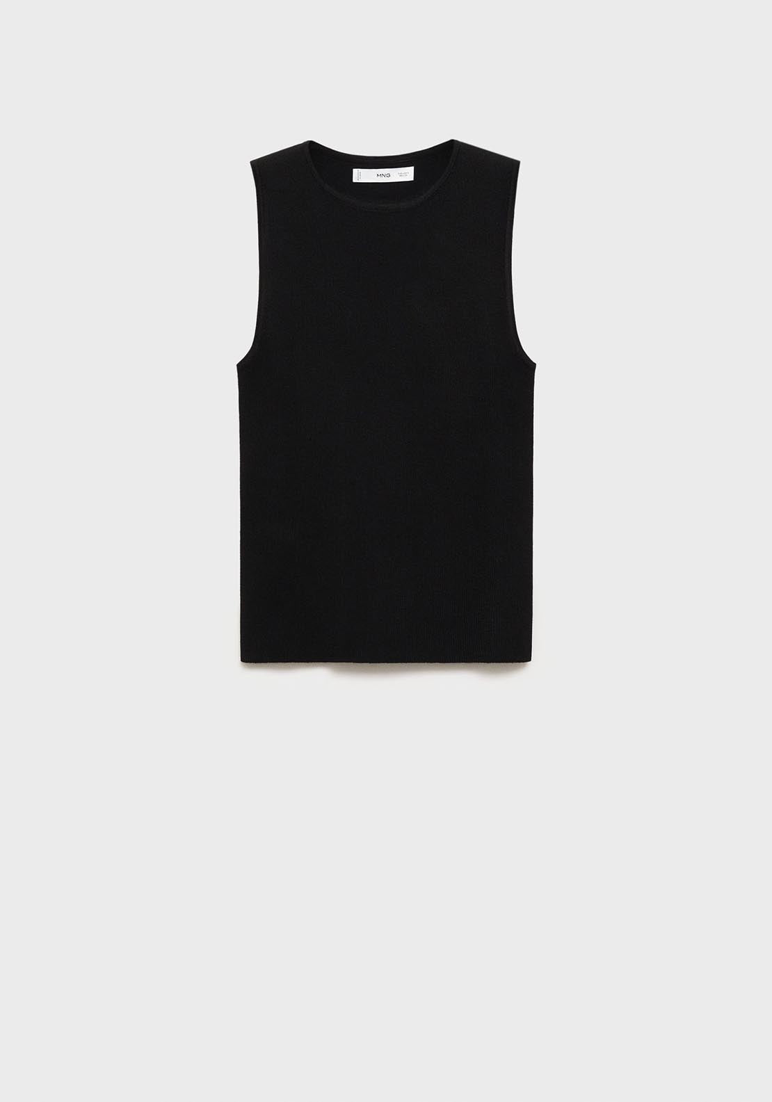 Mango Sleeveless fitted knit top - Black 8 Shaws Department Stores