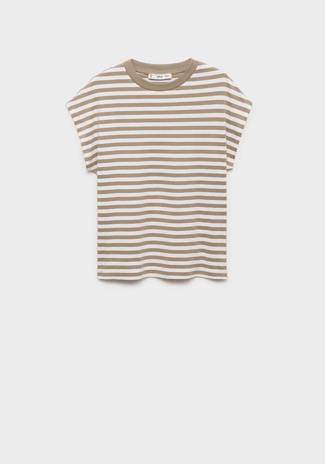 Mango Striped Short Sleeved T-Shirt - Beige/khaki 6 Shaws Department Stores