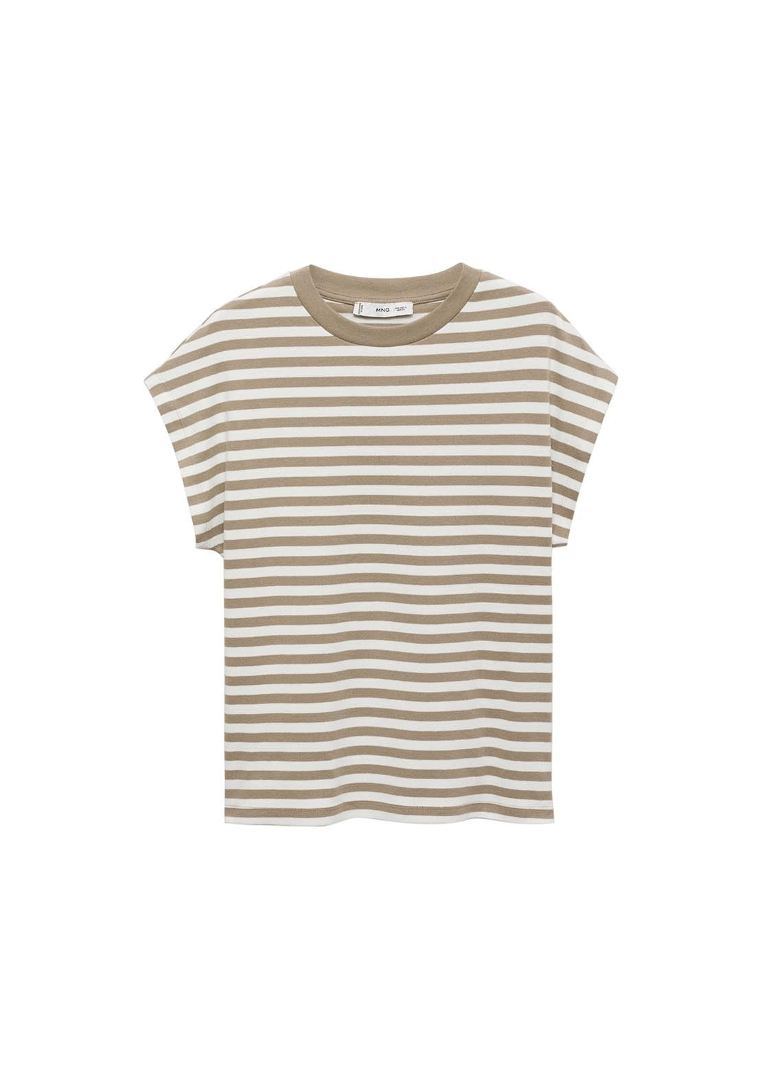 Mango Striped Short Sleeved T-Shirt - Beige/khaki 7 Shaws Department Stores