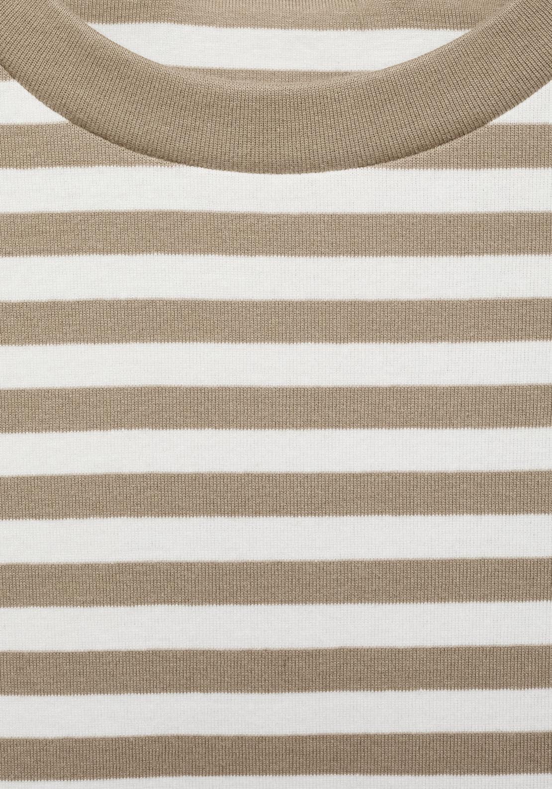 Mango Striped Short Sleeved T-Shirt - Beige/khaki 5 Shaws Department Stores