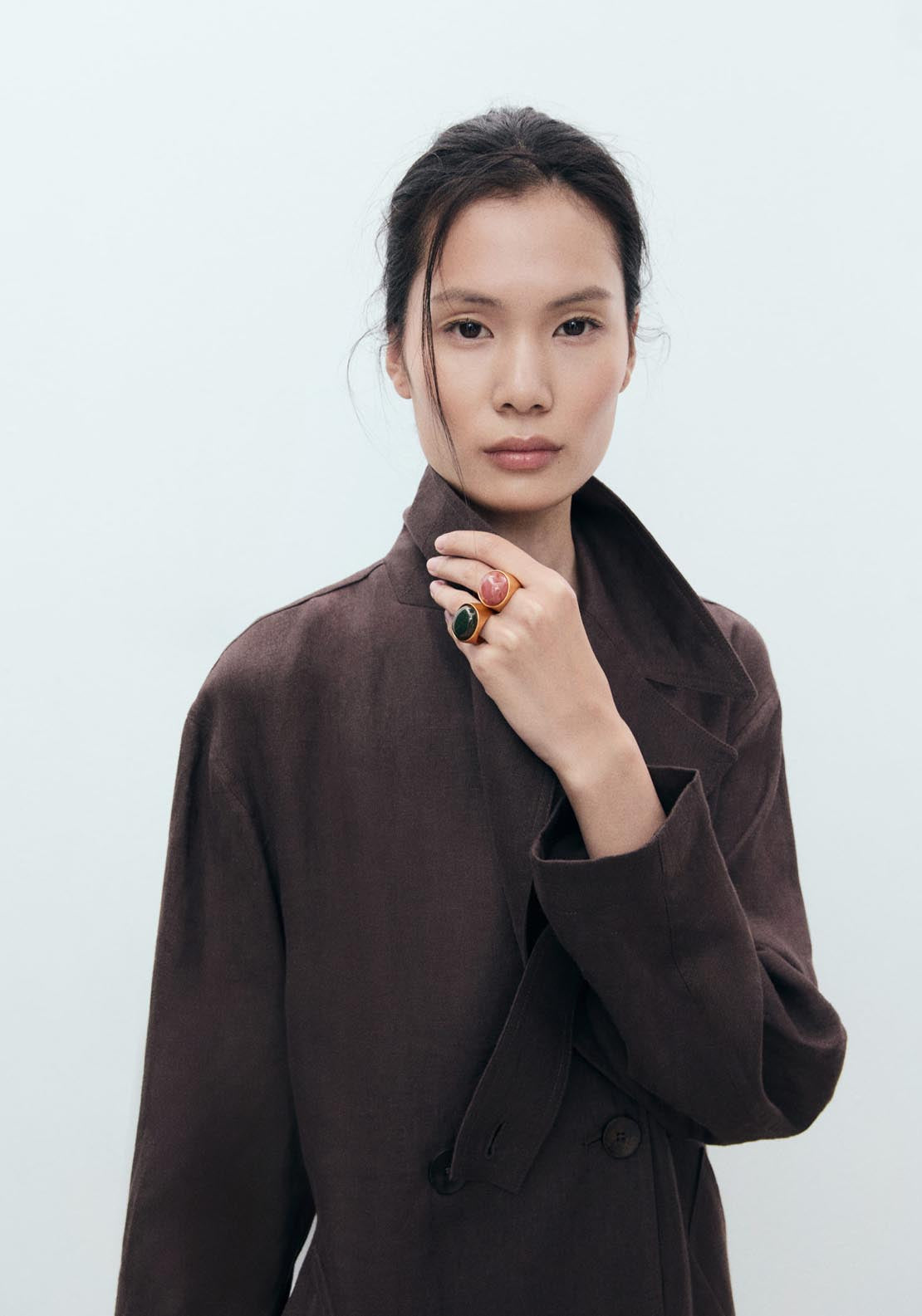 Mango Set of 2 combined resin rings - Gold 4 Shaws Department Stores