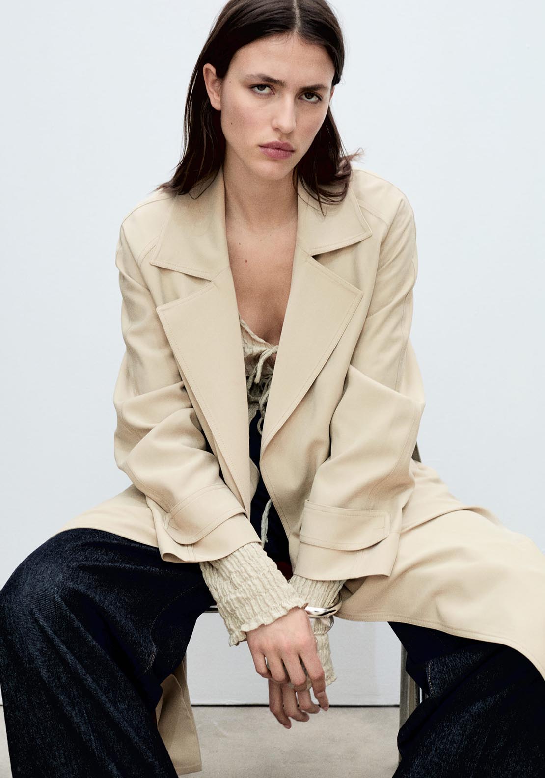 Mango Trench Coat - Light/pastel Gray 8 Shaws Department Stores