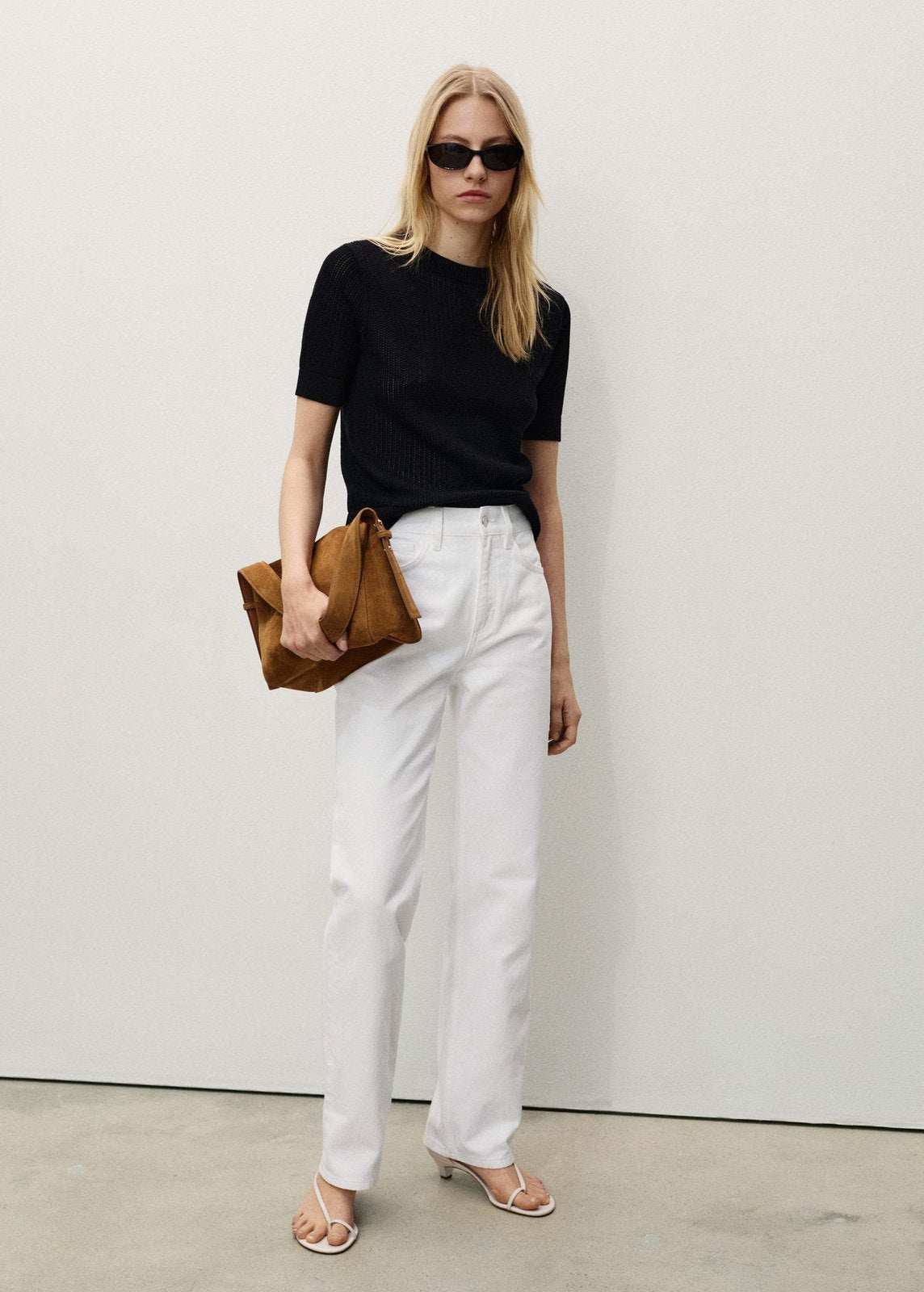 Mango Matilda medium-rise straight-fit jeans - White 1 Shaws Department Stores