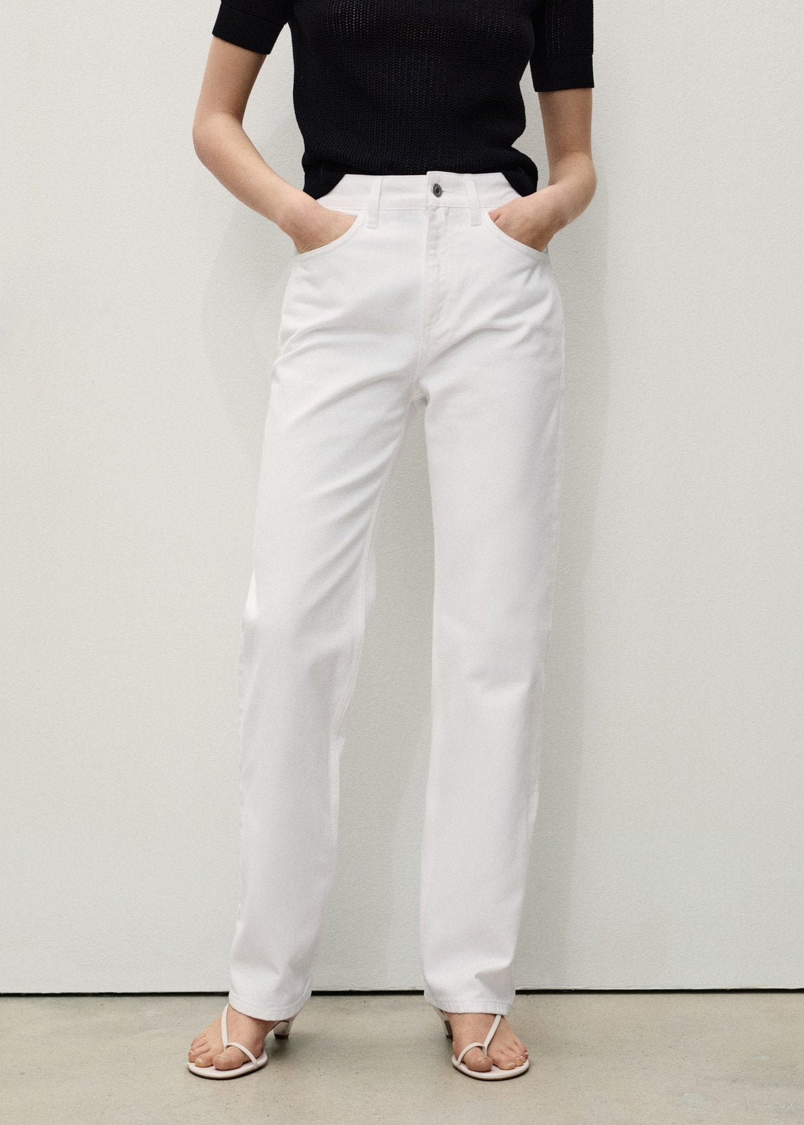Mango Matilda medium-rise straight-fit jeans - White 2 Shaws Department Stores