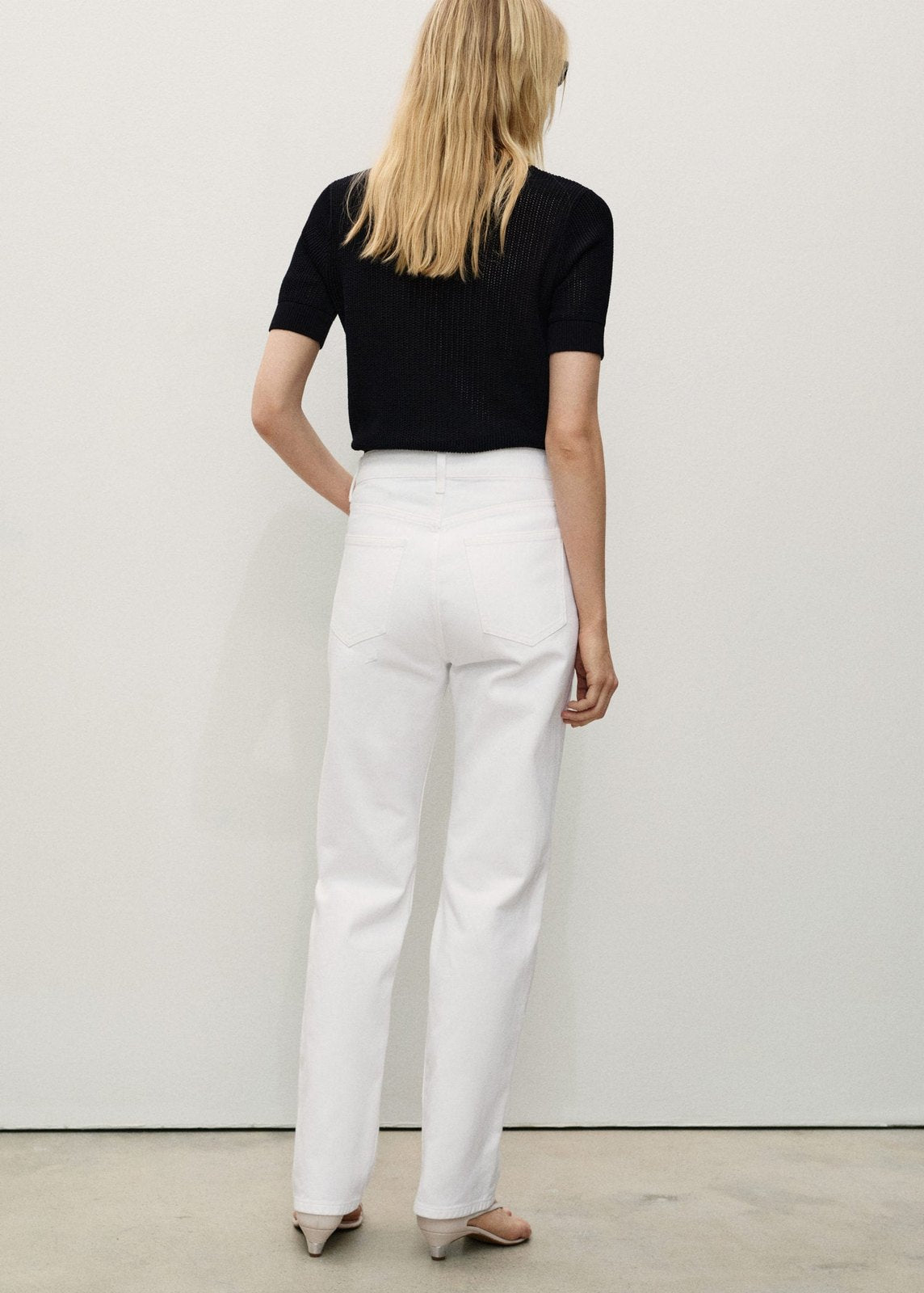 Mango Matilda medium-rise straight-fit jeans - White 3 Shaws Department Stores