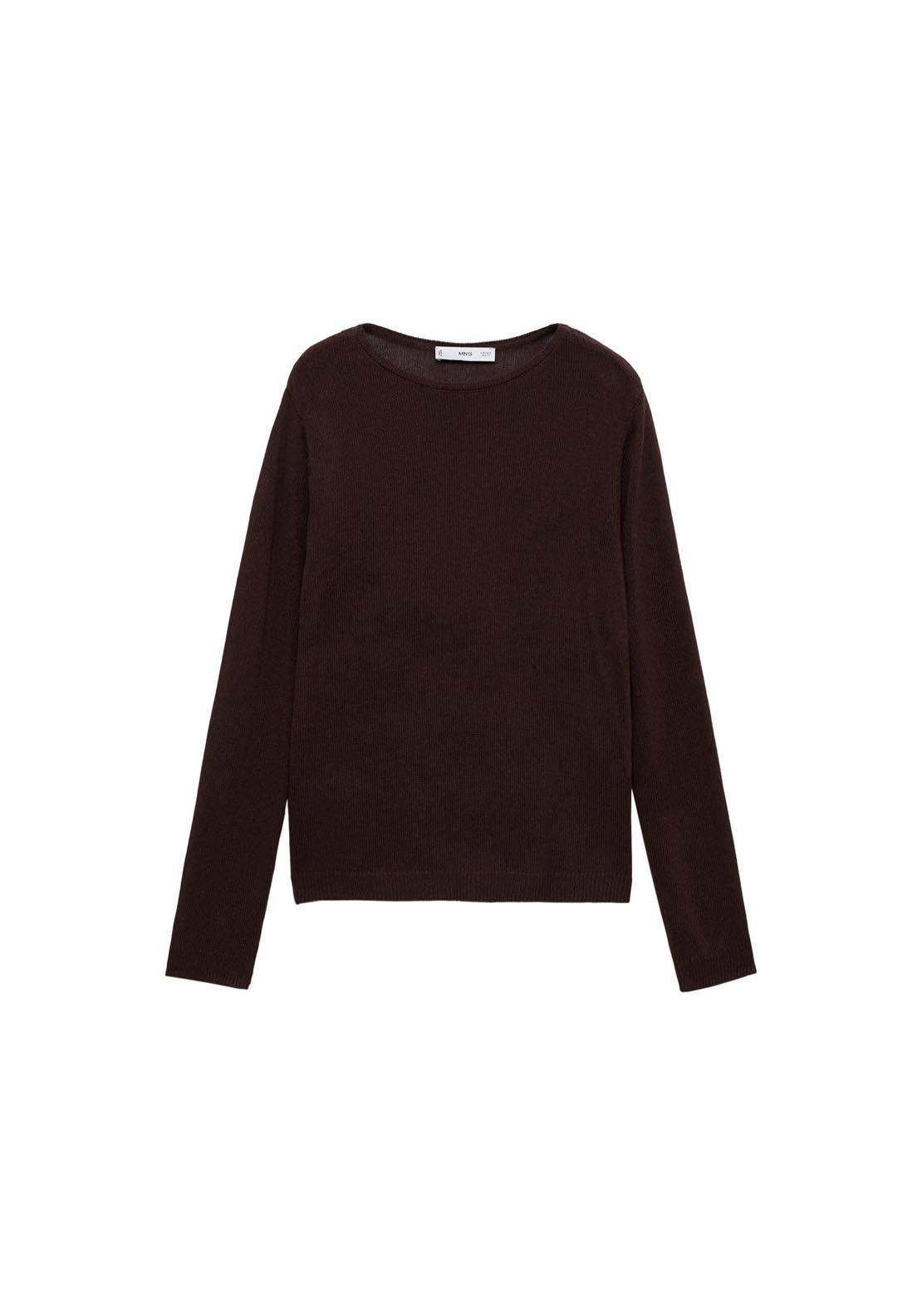 Mango Linen Blend Boat Neck Sweater - Dark Brown 7 Shaws Department Stores