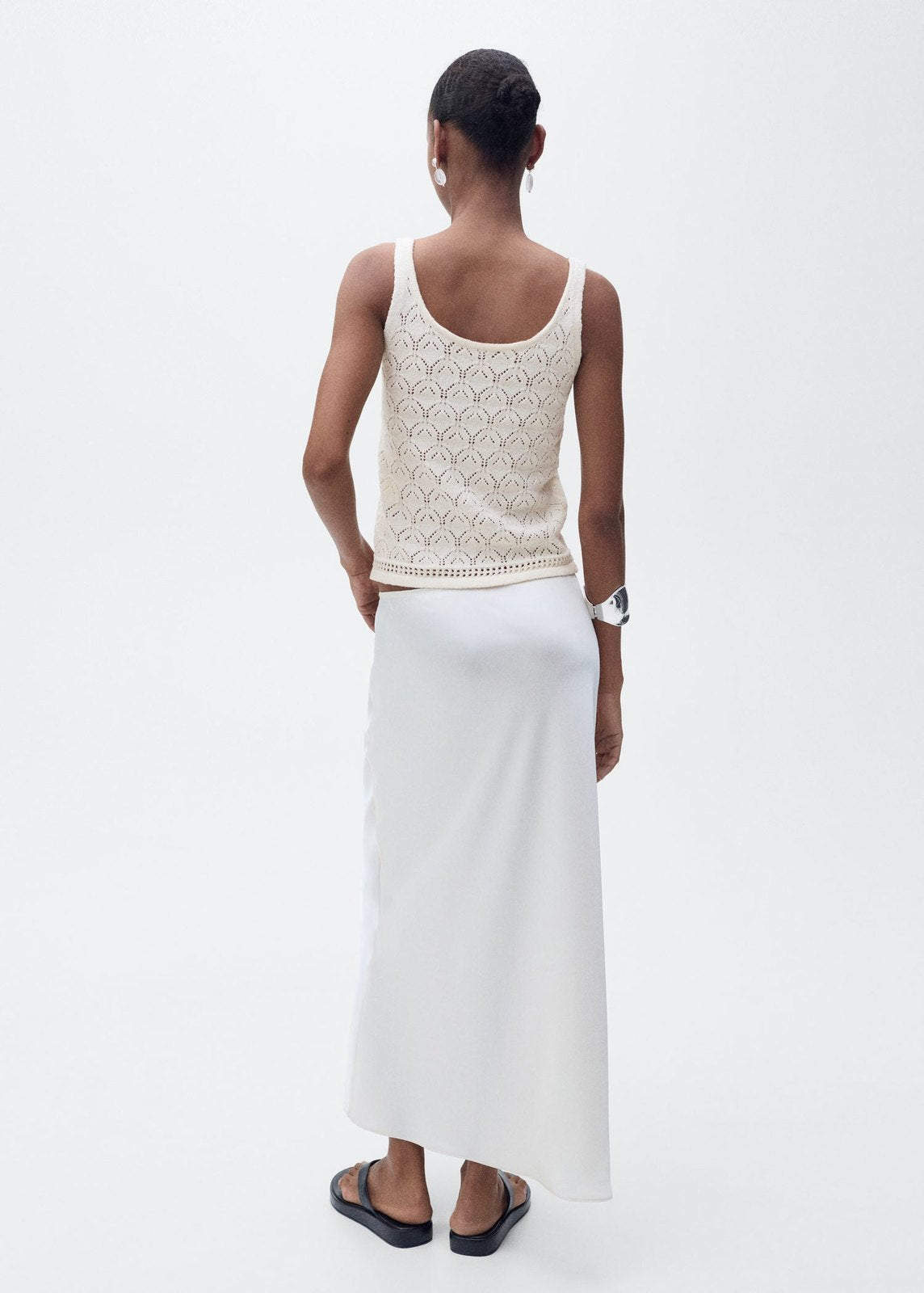Mango Openwork details knit top - Light Beige 4 Shaws Department Stores