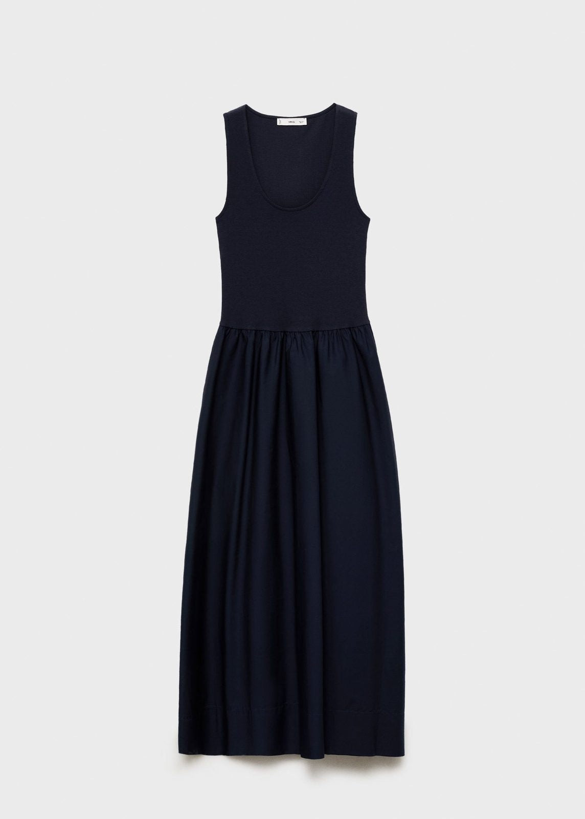 Flared dress in combined fabric - Blue Flared dress in combined fabric - Blue