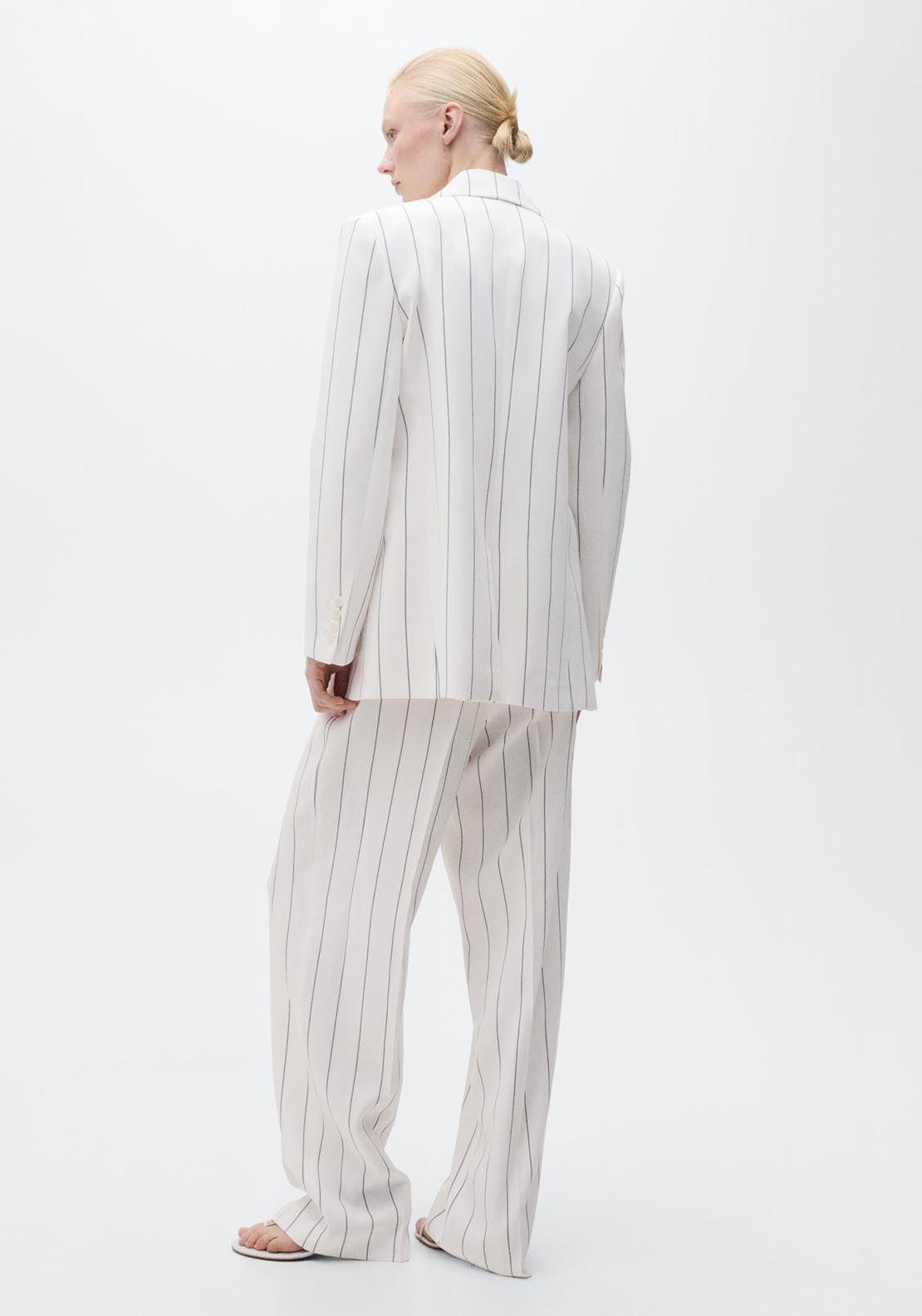 Mango Striped Suit Trousers - White 2 Shaws Department Stores
