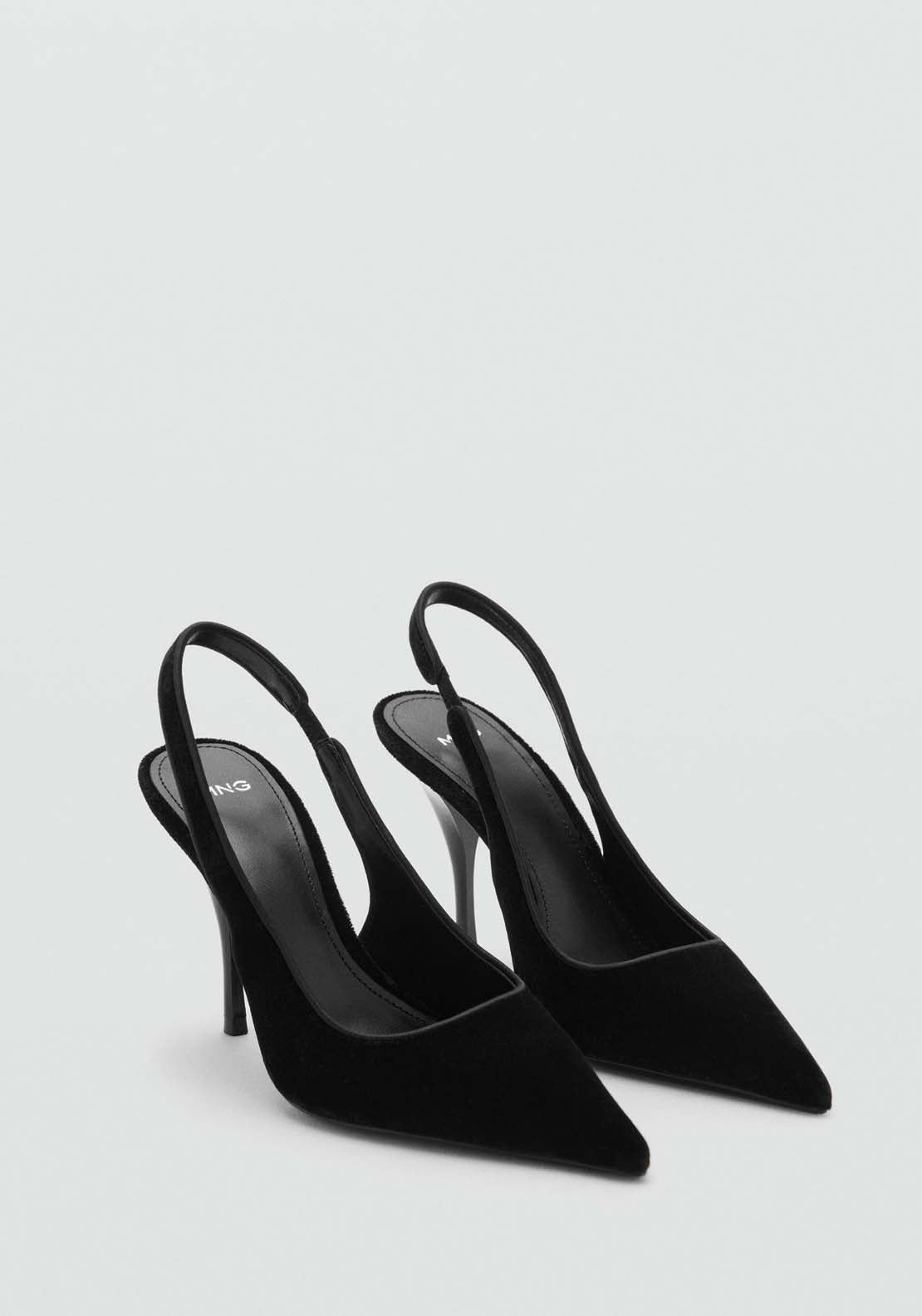 Mango Velvet heeled shoes - Black 1 Shaws Department Stores