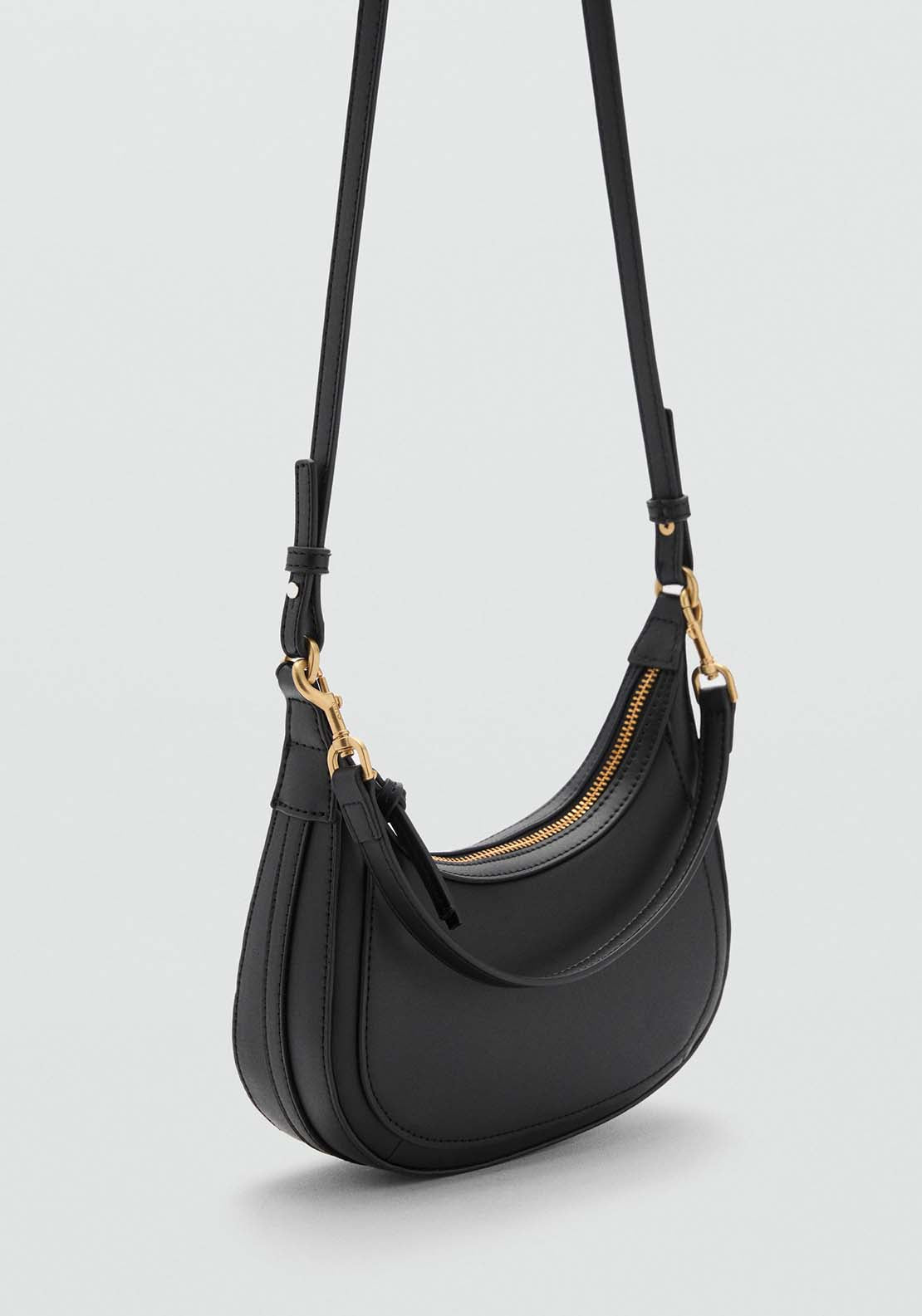 Mango Leather-effect crossbody bag - Black 1 Shaws Department Stores