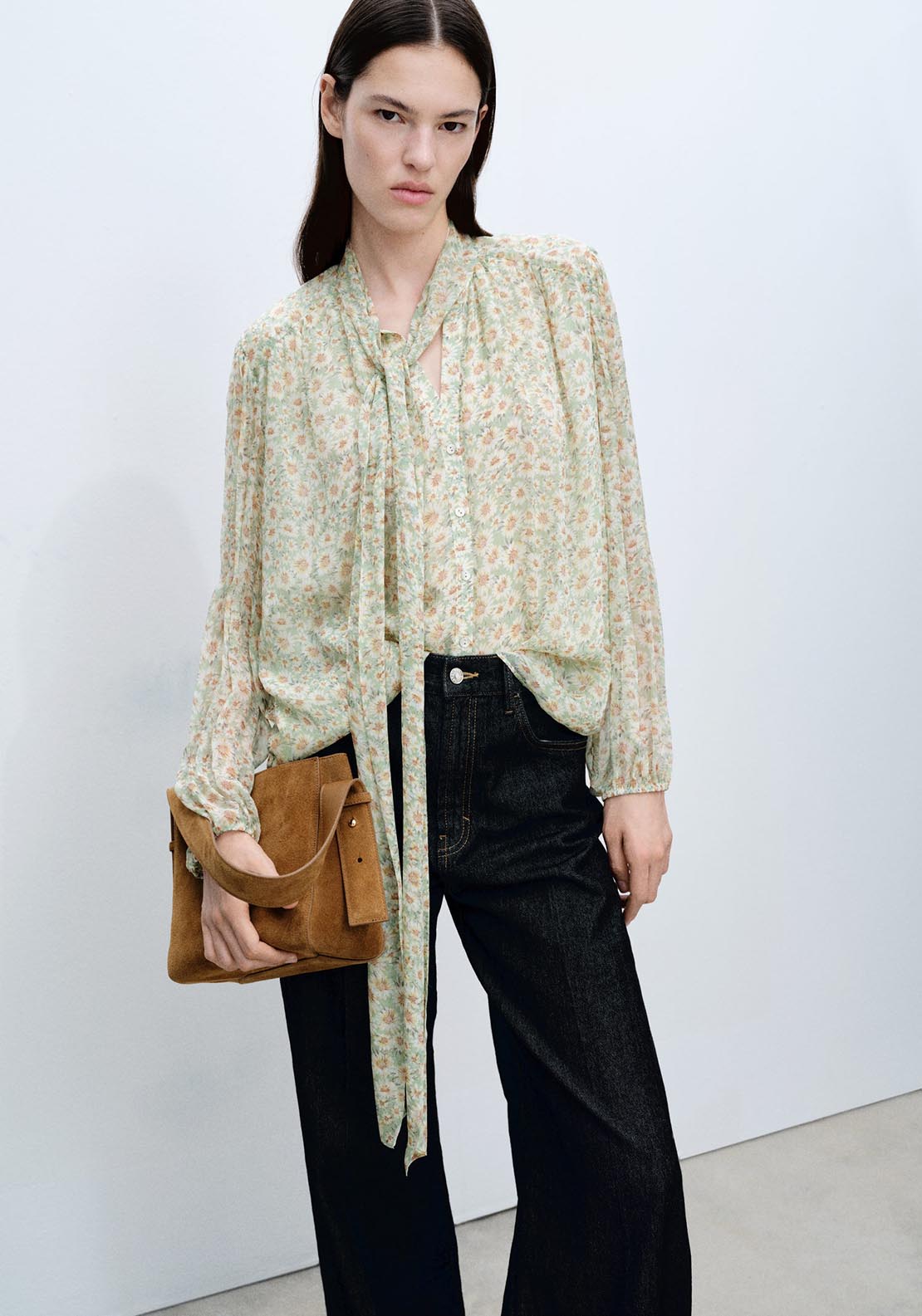 Mango Floral tie blouse - Green 8 Shaws Department Stores
