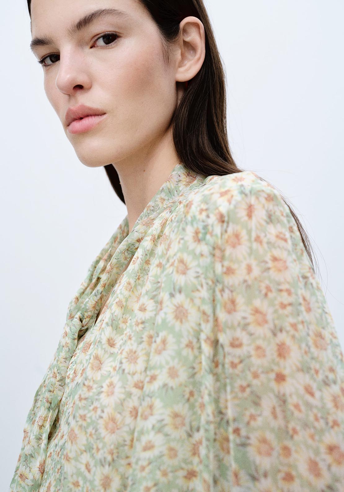 Mango Floral tie blouse - Green 6 Shaws Department Stores