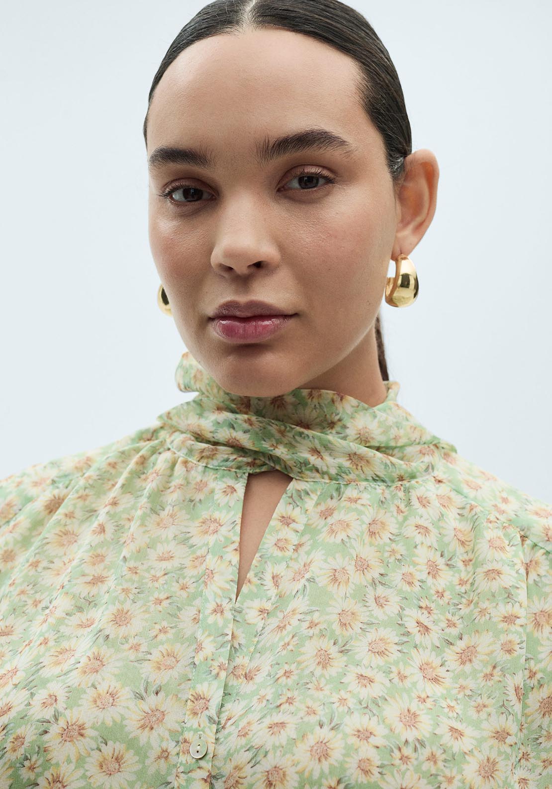 Mango Floral tie blouse - Green 13 Shaws Department Stores