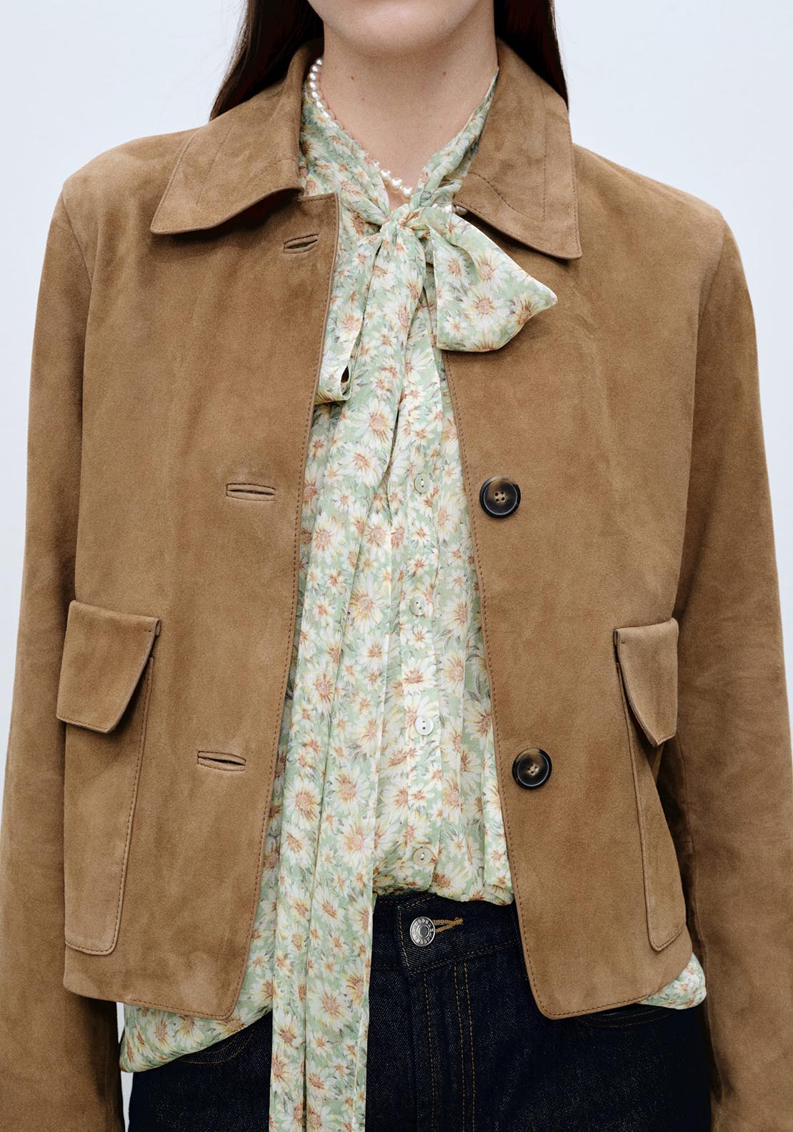 Mango Floral tie blouse - Green 17 Shaws Department Stores