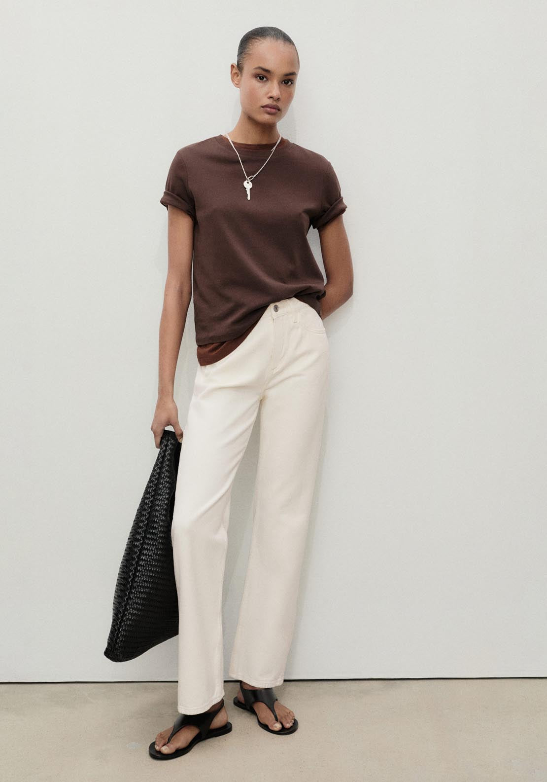 Mango Matilda Medium Rise Straight Fit Jeans - Light Beige 2 Shaws Department Stores