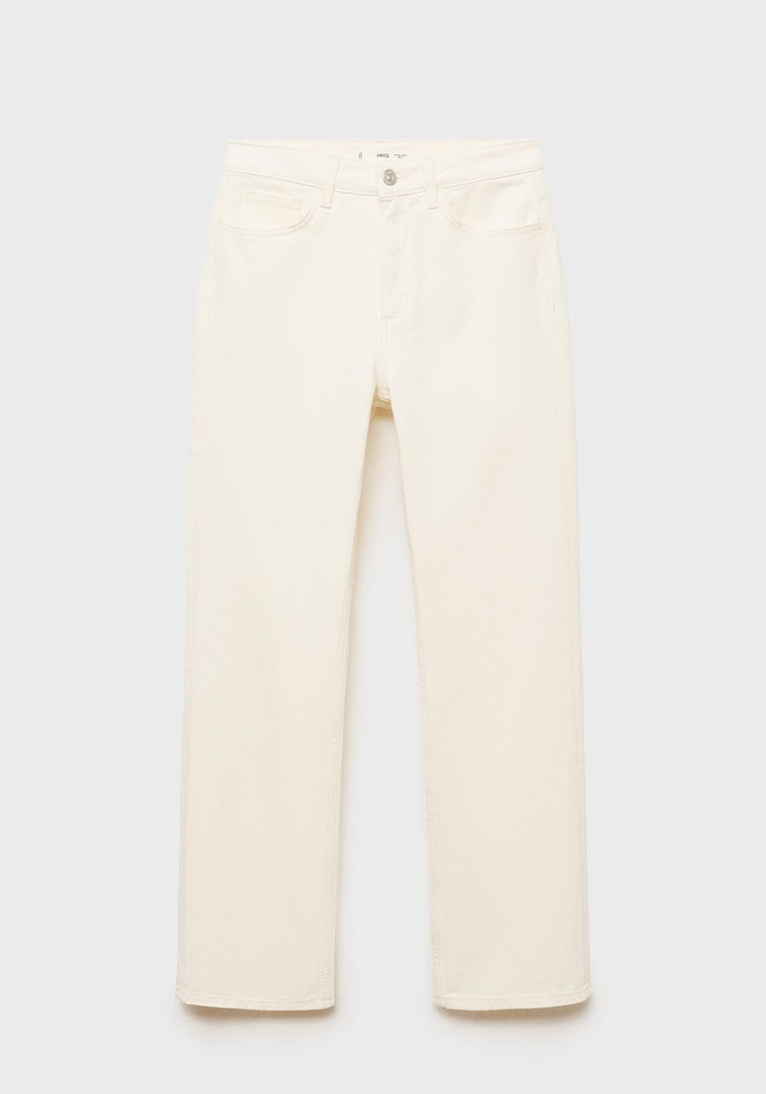 Mango Matilda Medium Rise Straight Fit Jeans - Light Beige 7 Shaws Department Stores