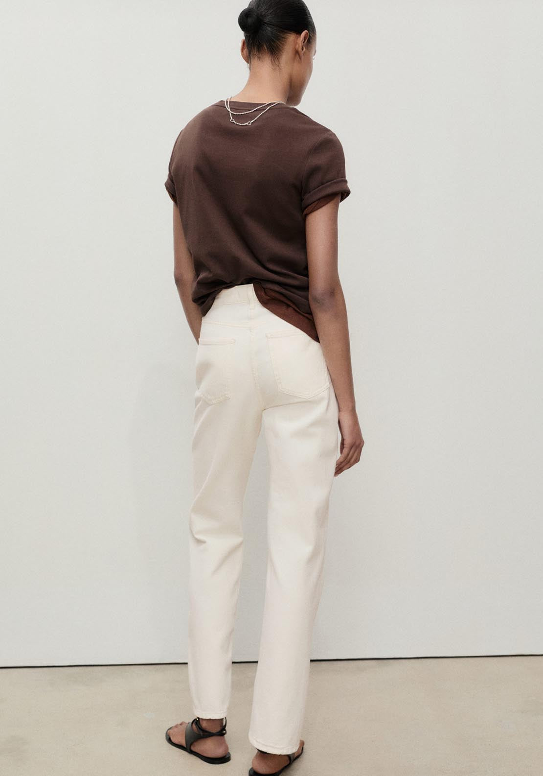 Mango Matilda Medium Rise Straight Fit Jeans - Light Beige 3 Shaws Department Stores