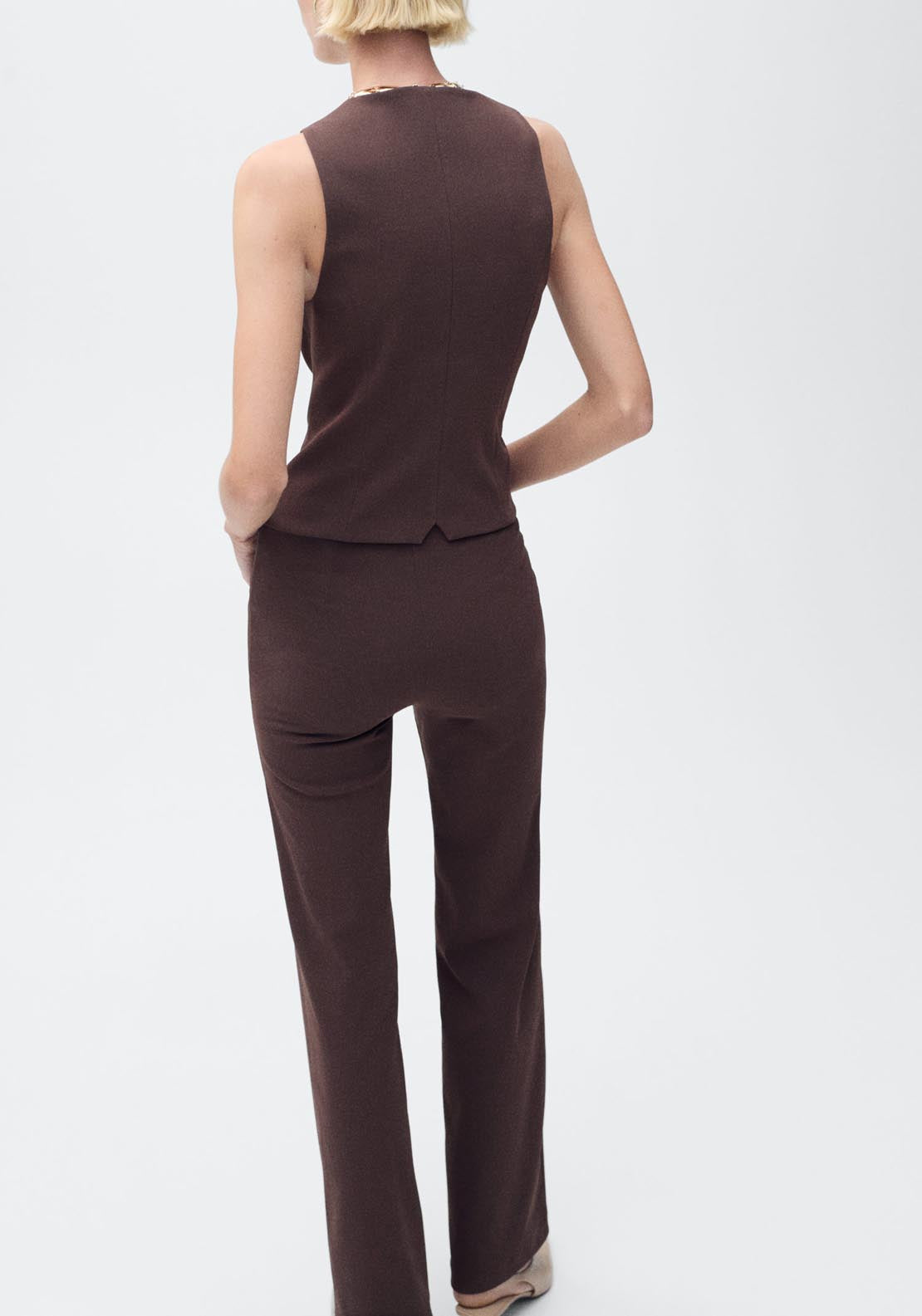 Mango Slim Fit Suit Waistcoat - Dark Brown 2 Shaws Department Stores