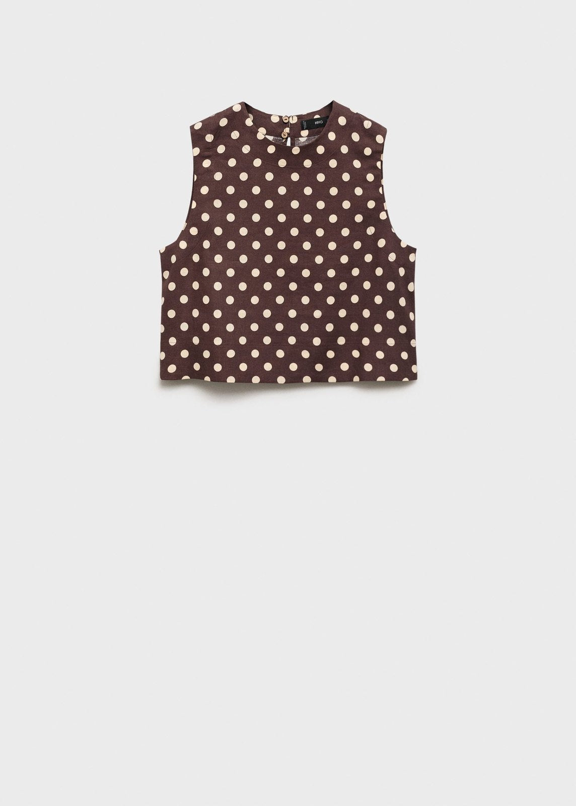 Mango Polka dot linen crop top - Dark Brown 7 Shaws Department Stores