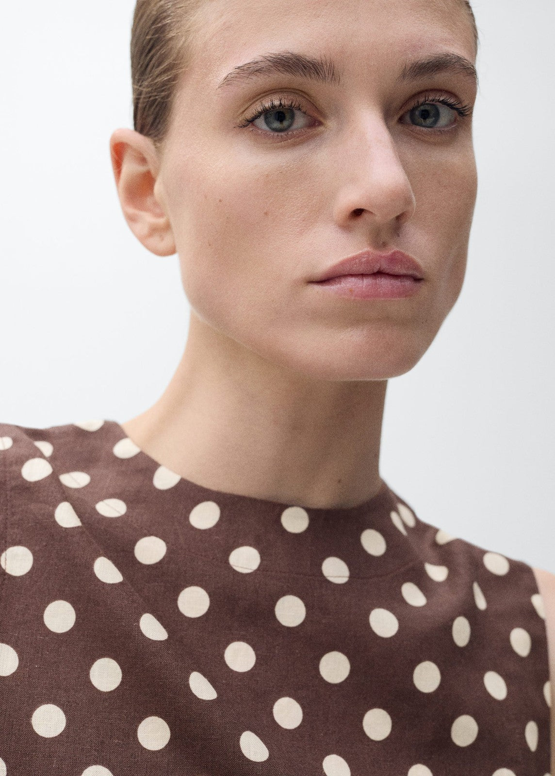 Mango Polka dot linen crop top - Dark Brown 4 Shaws Department Stores