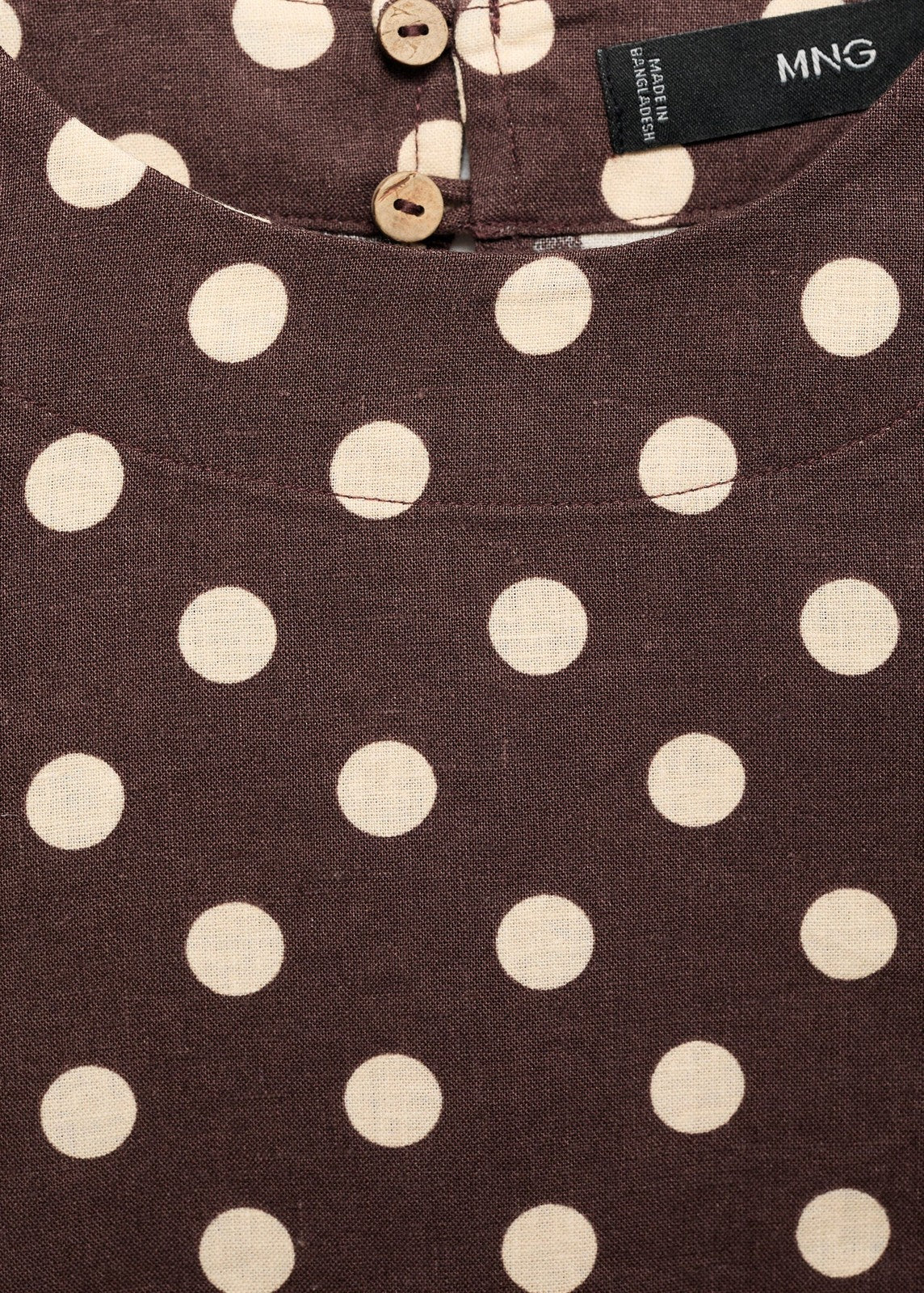 Mango Polka dot linen crop top - Dark Brown 6 Shaws Department Stores