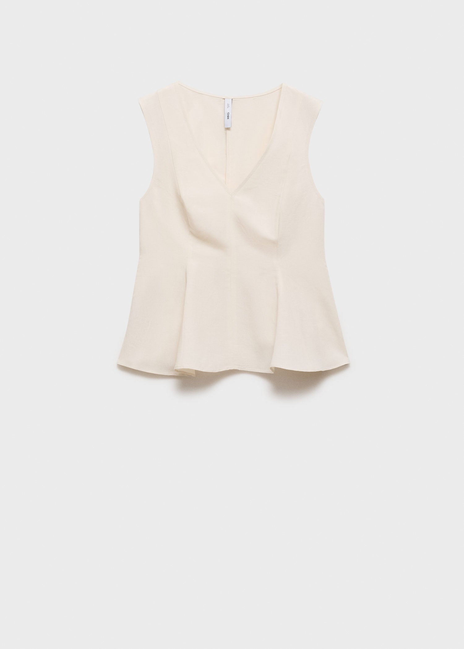 Mango Fitted linen blend top - Light Beige 7 Shaws Department Stores