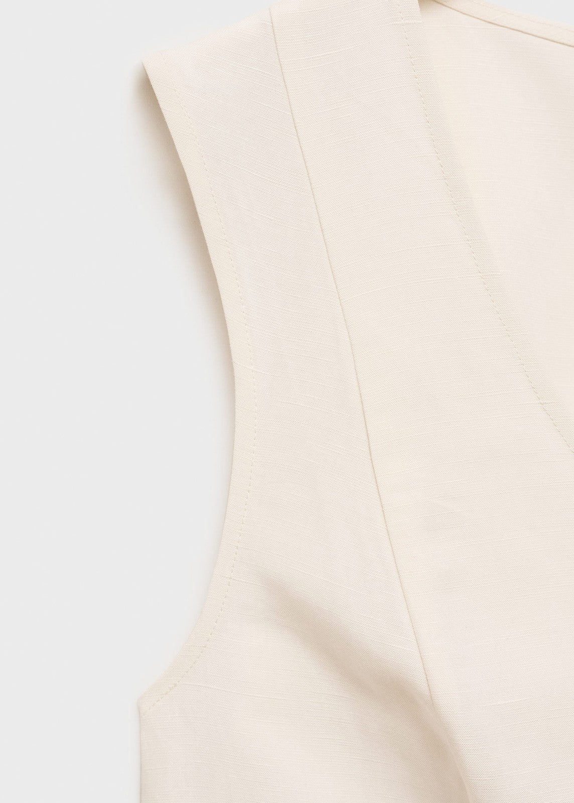 Mango Fitted linen blend top - Light Beige 6 Shaws Department Stores