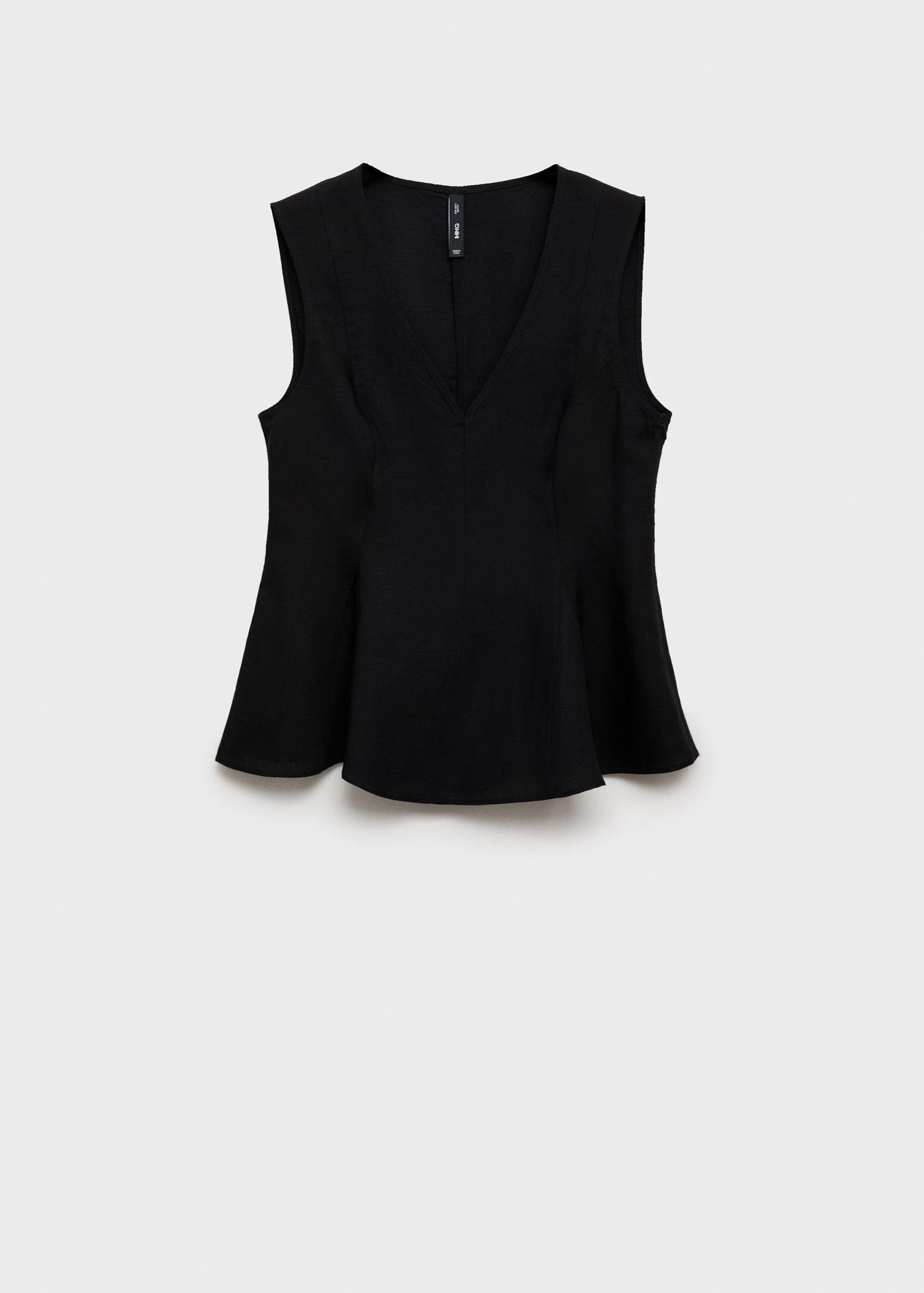 Mango Fitted linen blend top - Black 5 Shaws Department Stores