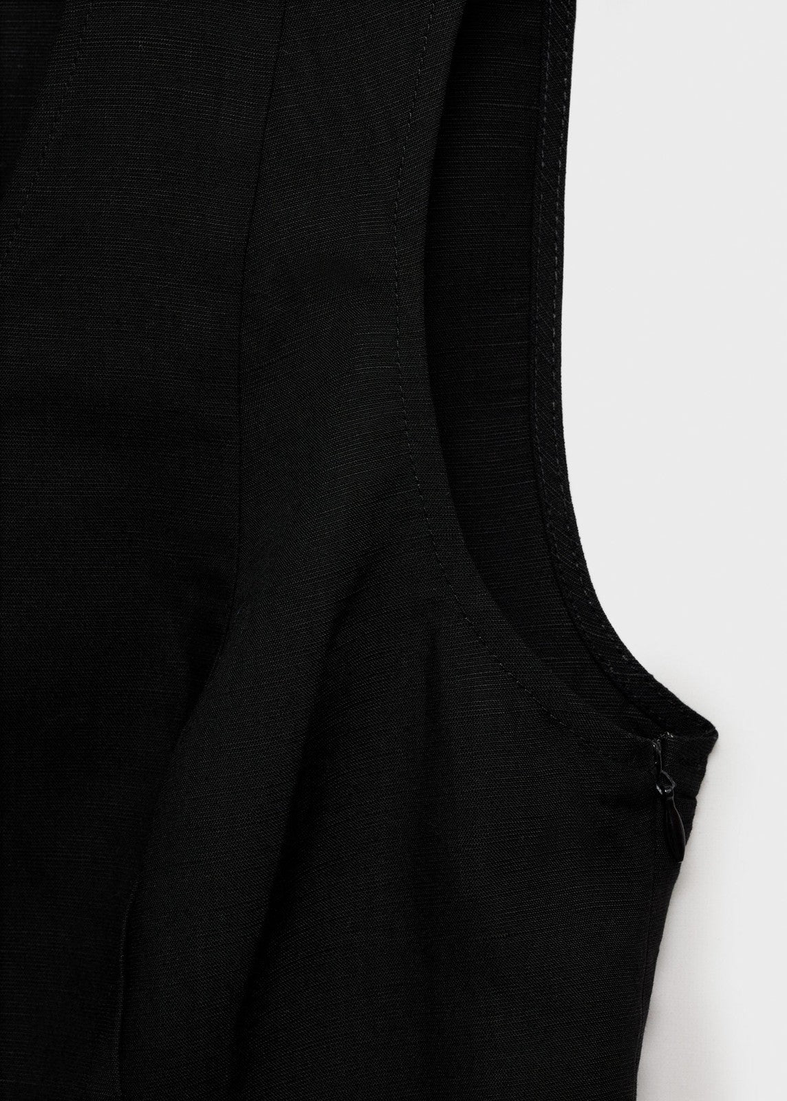 Mango Fitted linen blend top - Black 4 Shaws Department Stores