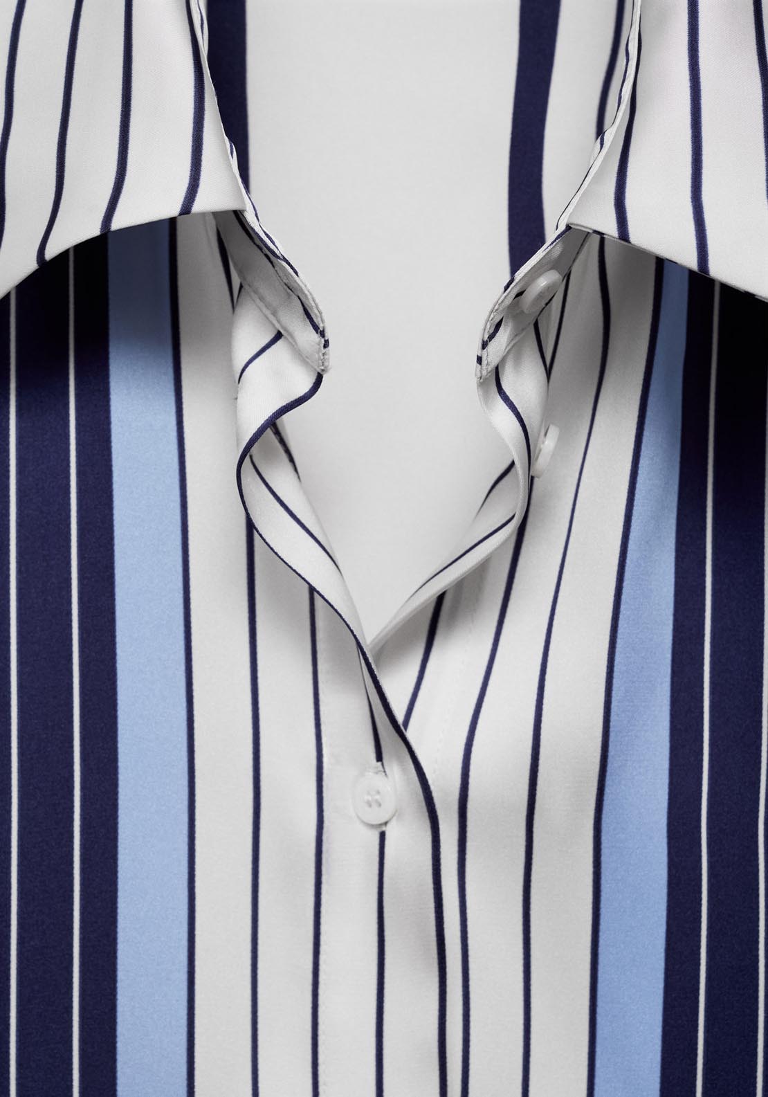 Mango Satin Shirt With Combined Stripes - Medium Blue 7 Shaws Department Stores
