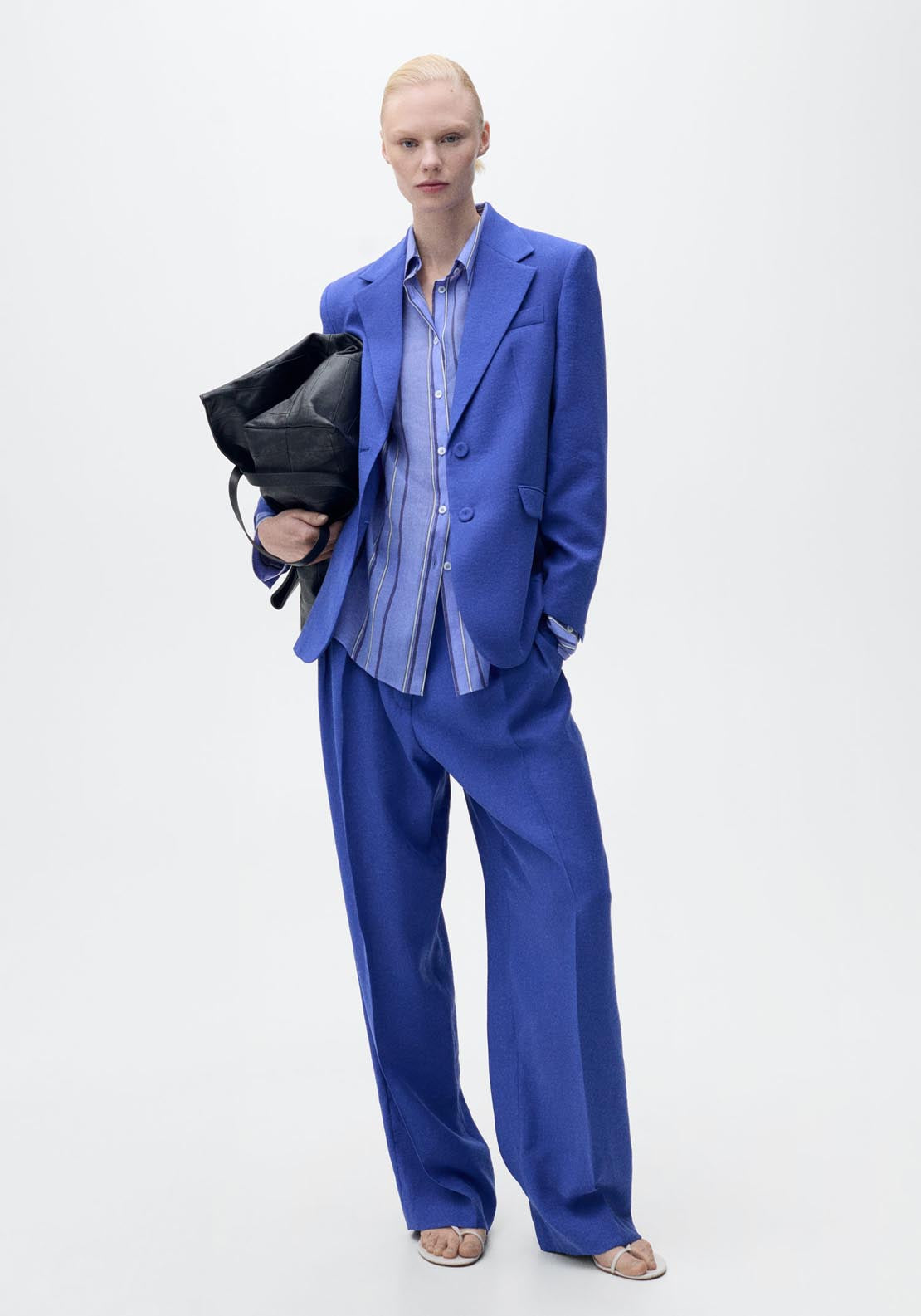 Mango Structured Suit Jacket - Medium Blue 5 Shaws Department Stores