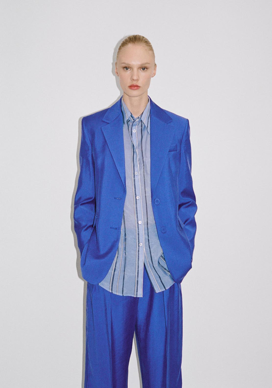 Mango Structured Suit Jacket - Medium Blue 6 Shaws Department Stores