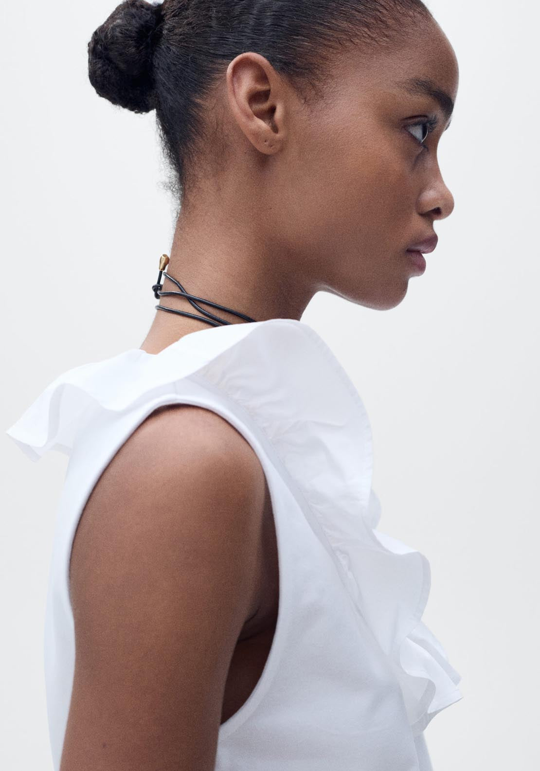 Mango V Neck Top With Ruffles - White 3 Shaws Department Stores