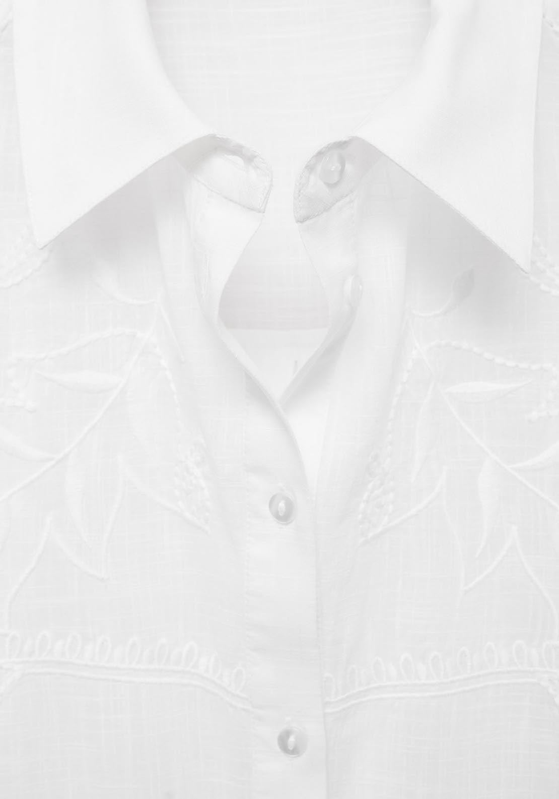 Mango Oversized Embroidered Shirt - Beige 5 Shaws Department Stores