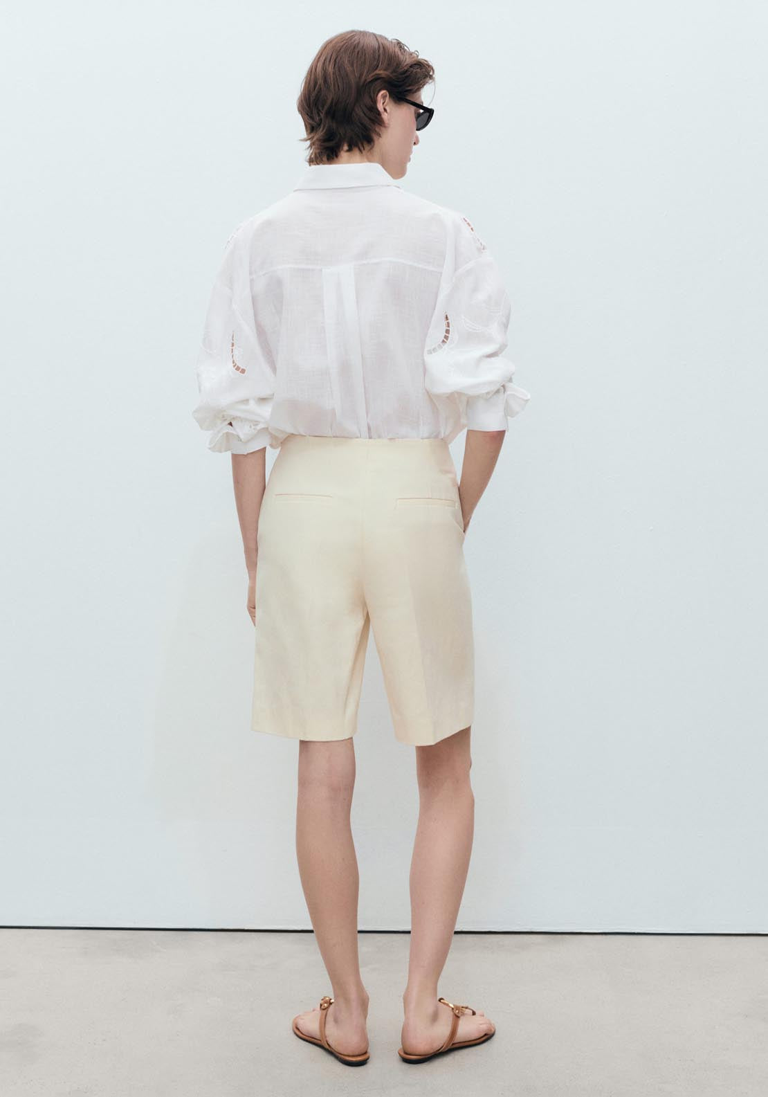 Mango Oversized Embroidered Shirt - Beige 2 Shaws Department Stores
